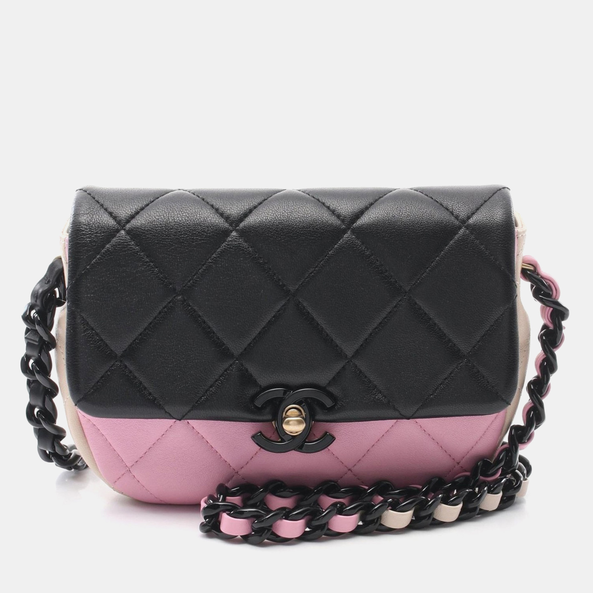 

Chanel Black Pink Lambskin Mini Flap Chain Shoulder Crossbody Bag