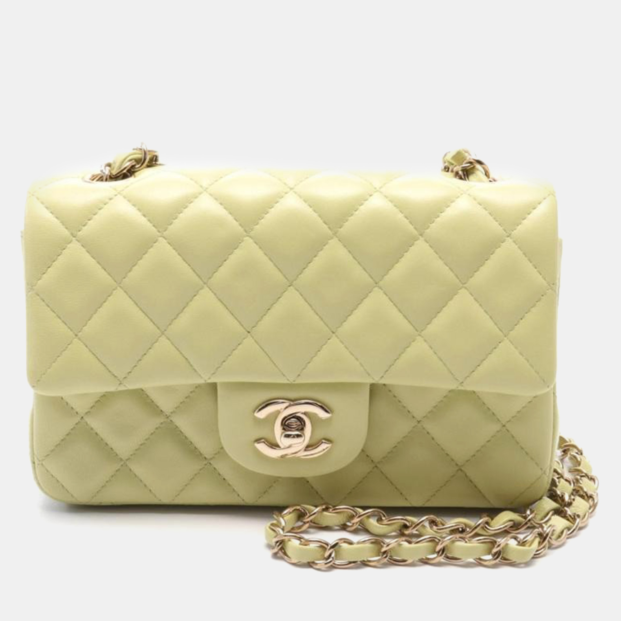 

Chanel Cc Mini Matelasse 20 Shoulder Bag Leather Yellow Coco