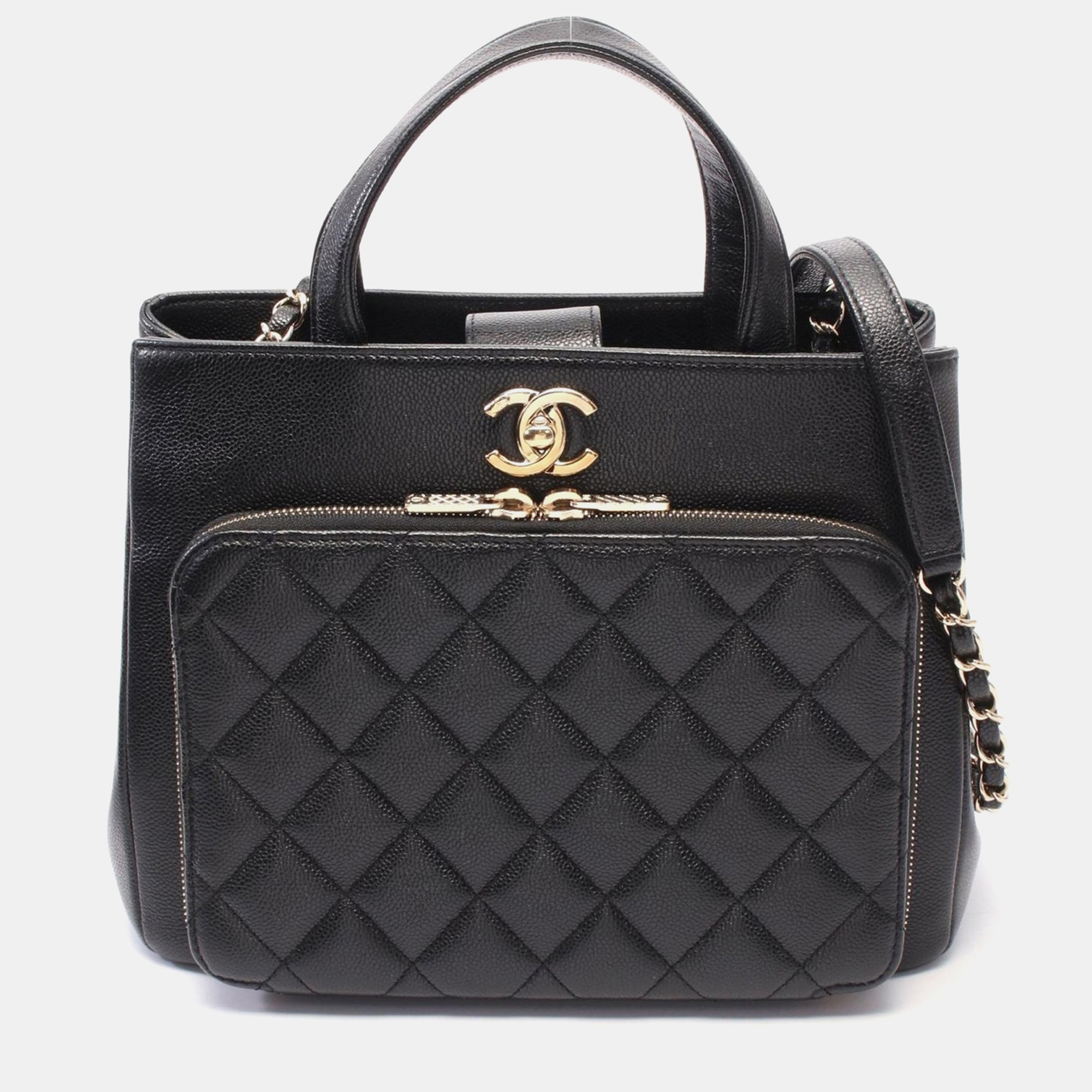 

Chanel Black Leather Business Affinity Matelasse Shoulder Bag