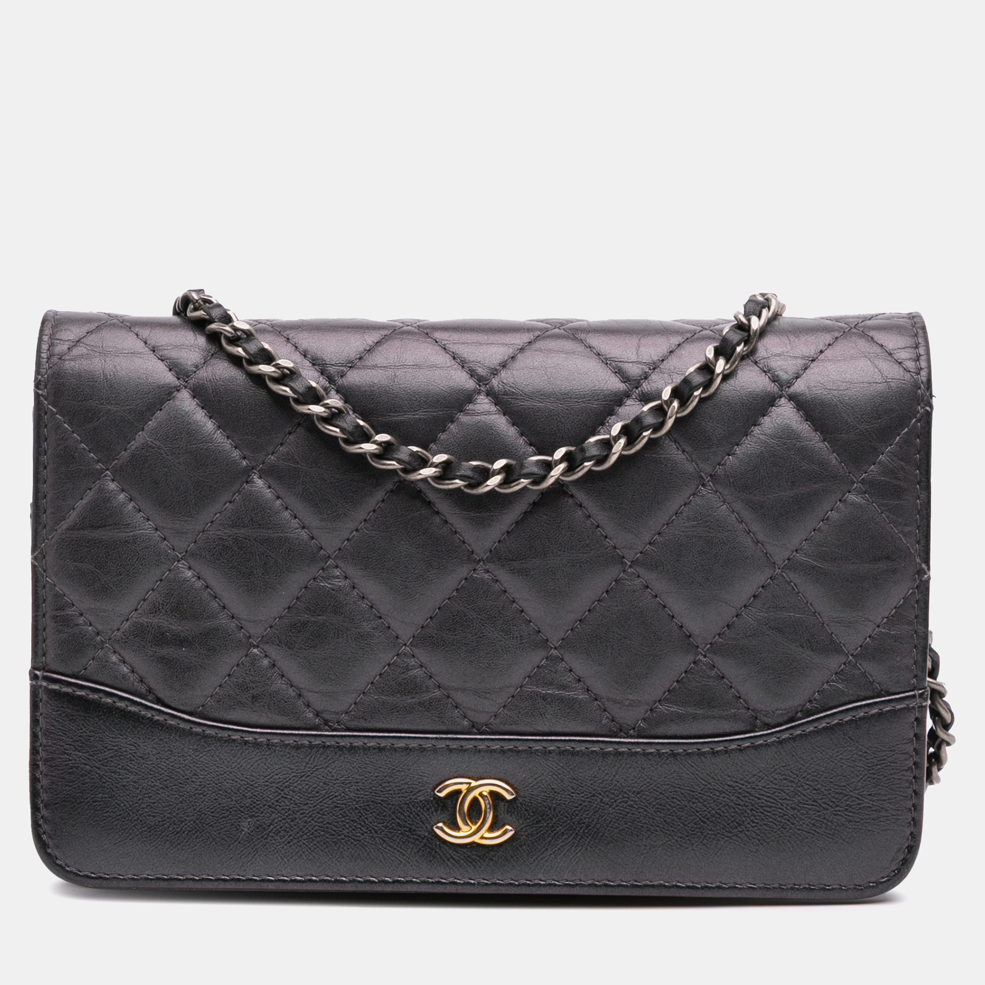 

Chanel Black Aged Calfskin Quilted Gabrielle Wallet On Chain