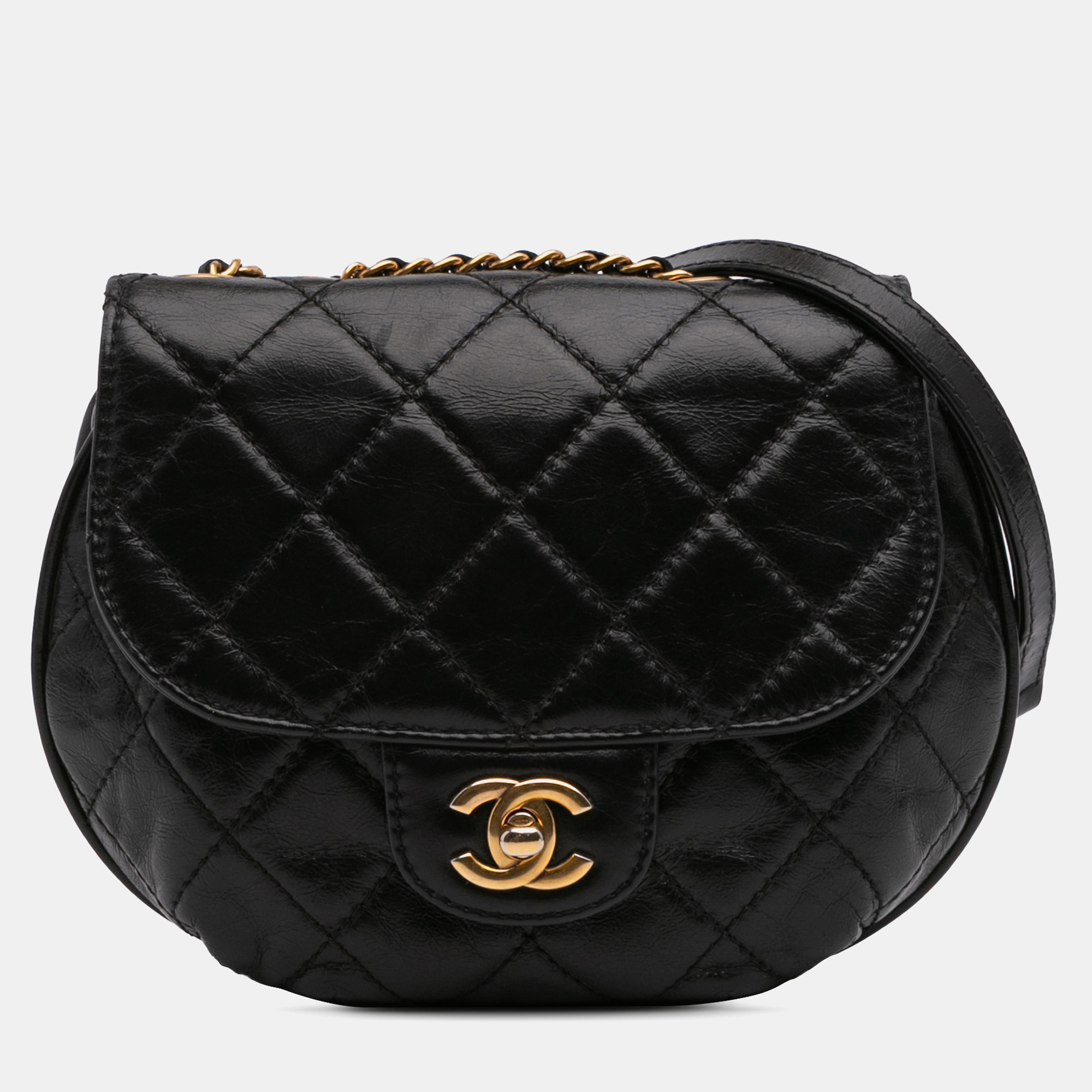 

Chanel Black Aged Calfskin Bubble CC Small Flap Bag
