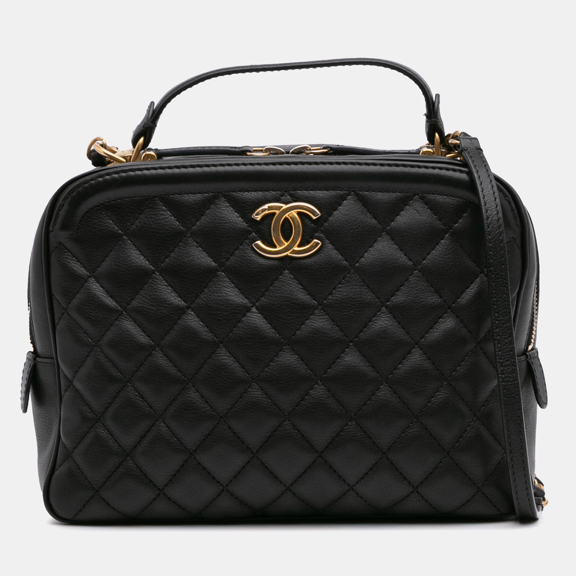 

Chanel Black Calfskin CC Quilted Medium Vanity Case