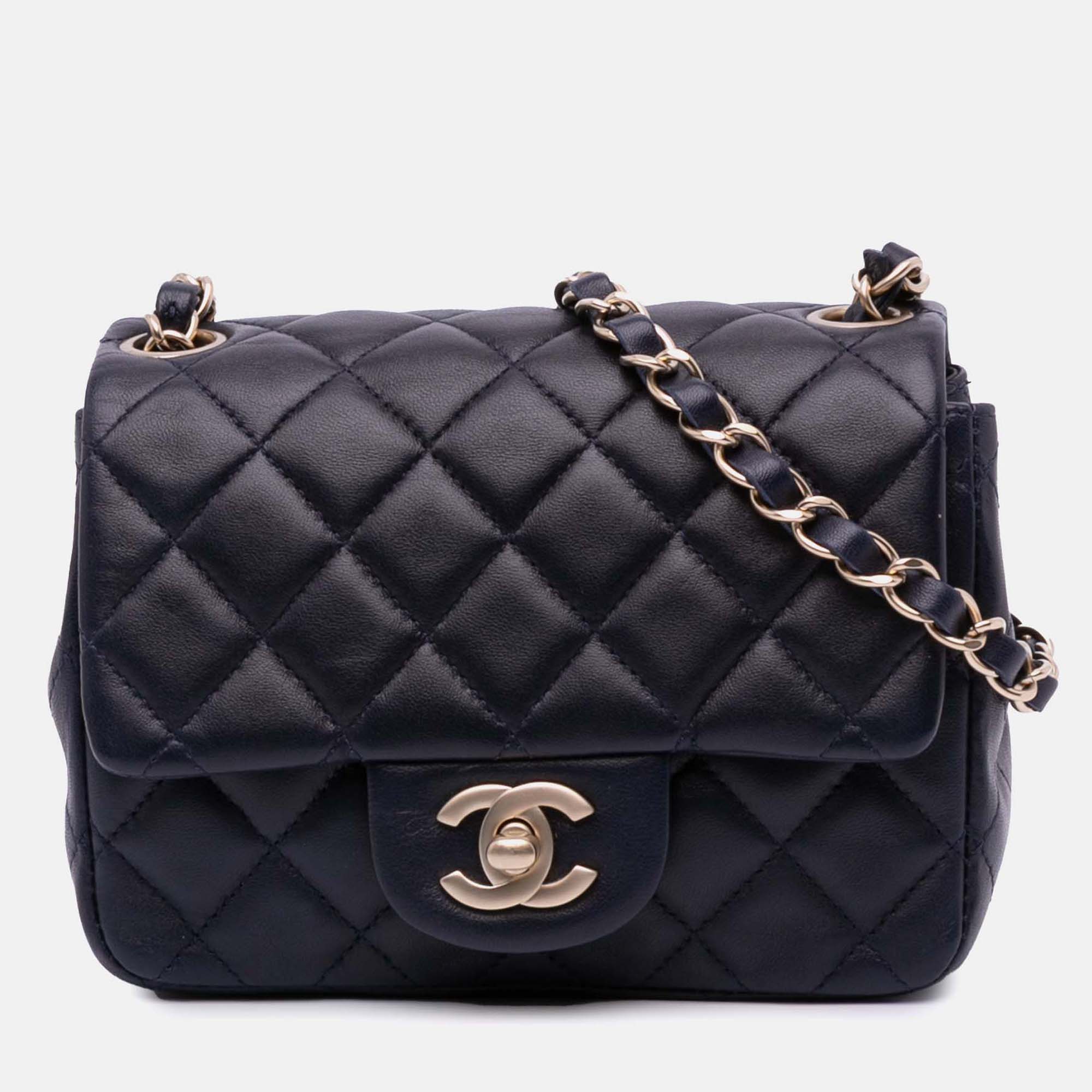 

Chanel Blue Square Classic Lambskin Single Mini Flap Bag