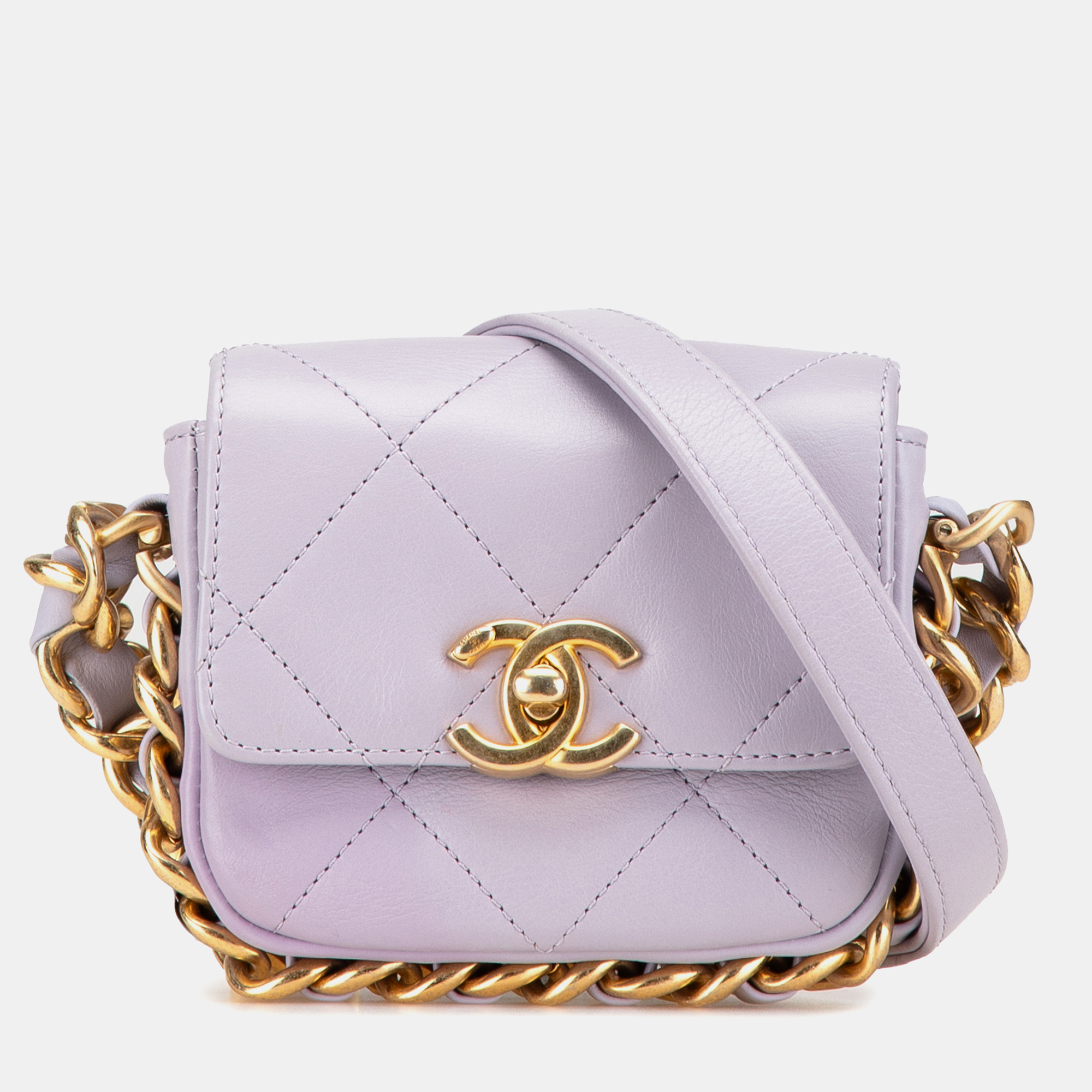 

Chanel Purple Quilted Calfskin Framing Chain Mini Flap Bag