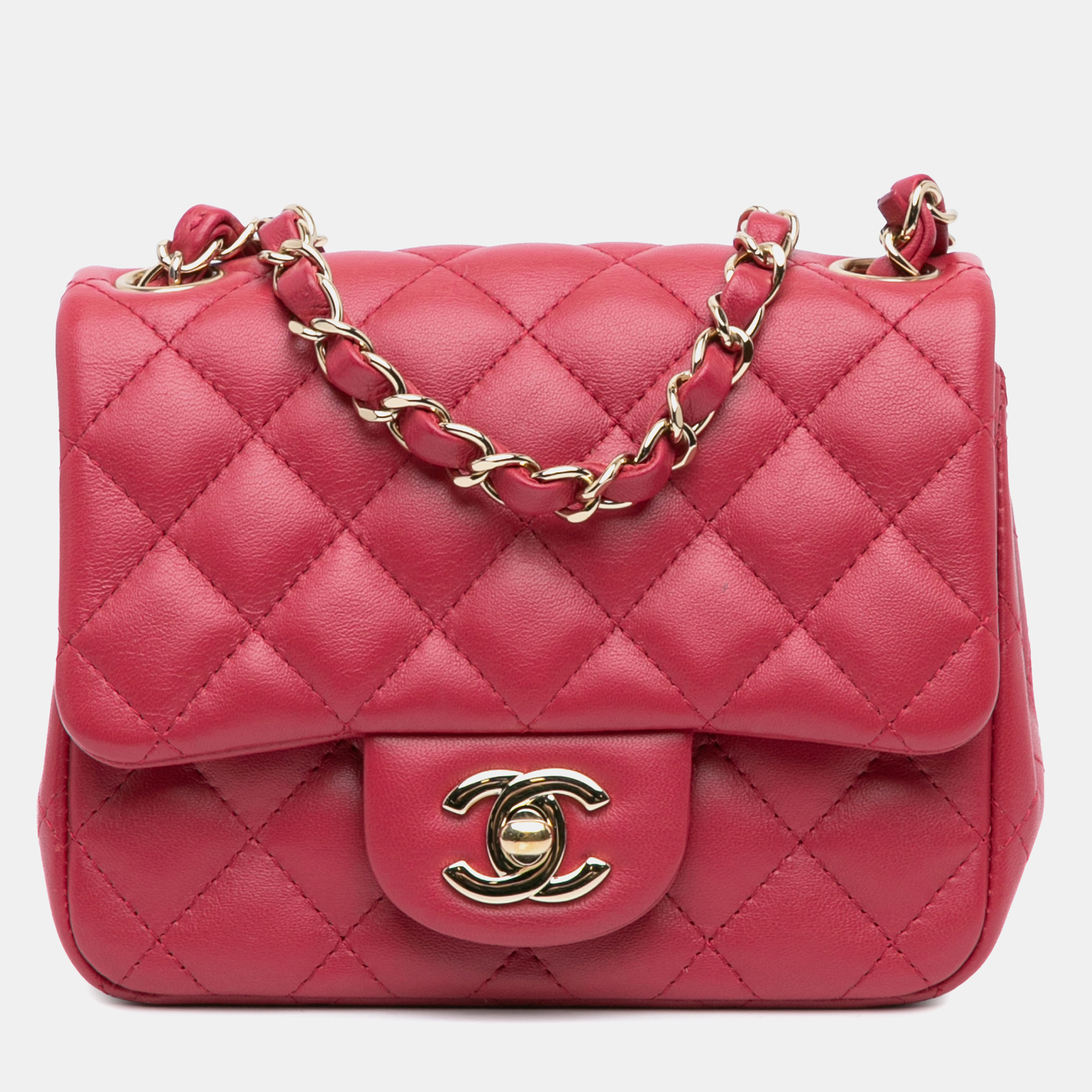 

Chanel Pink Square Classic Lambskin Single Mini Flap Bag