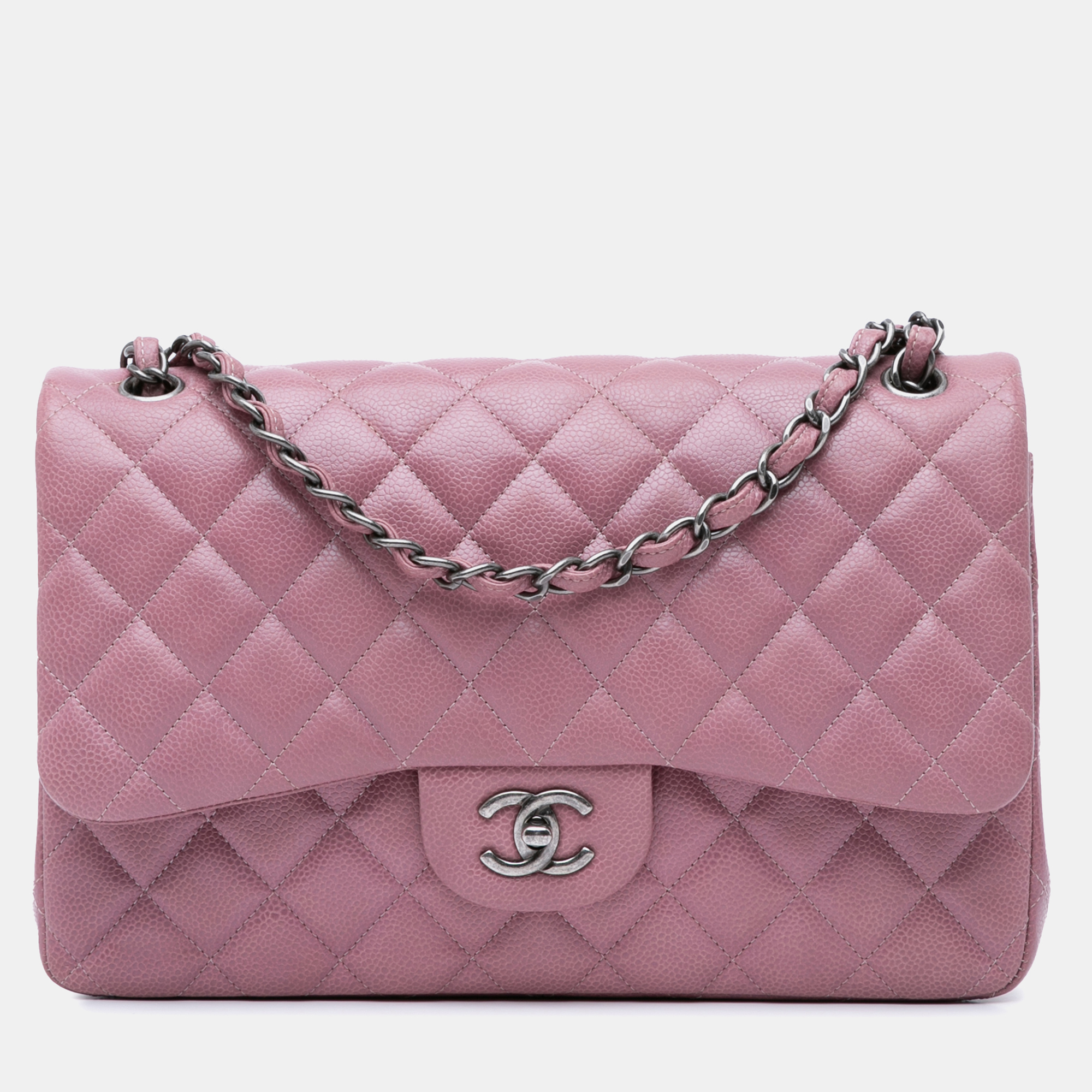 

Chanel Pink Classic Caviar Jumbo Double Flap Bag
