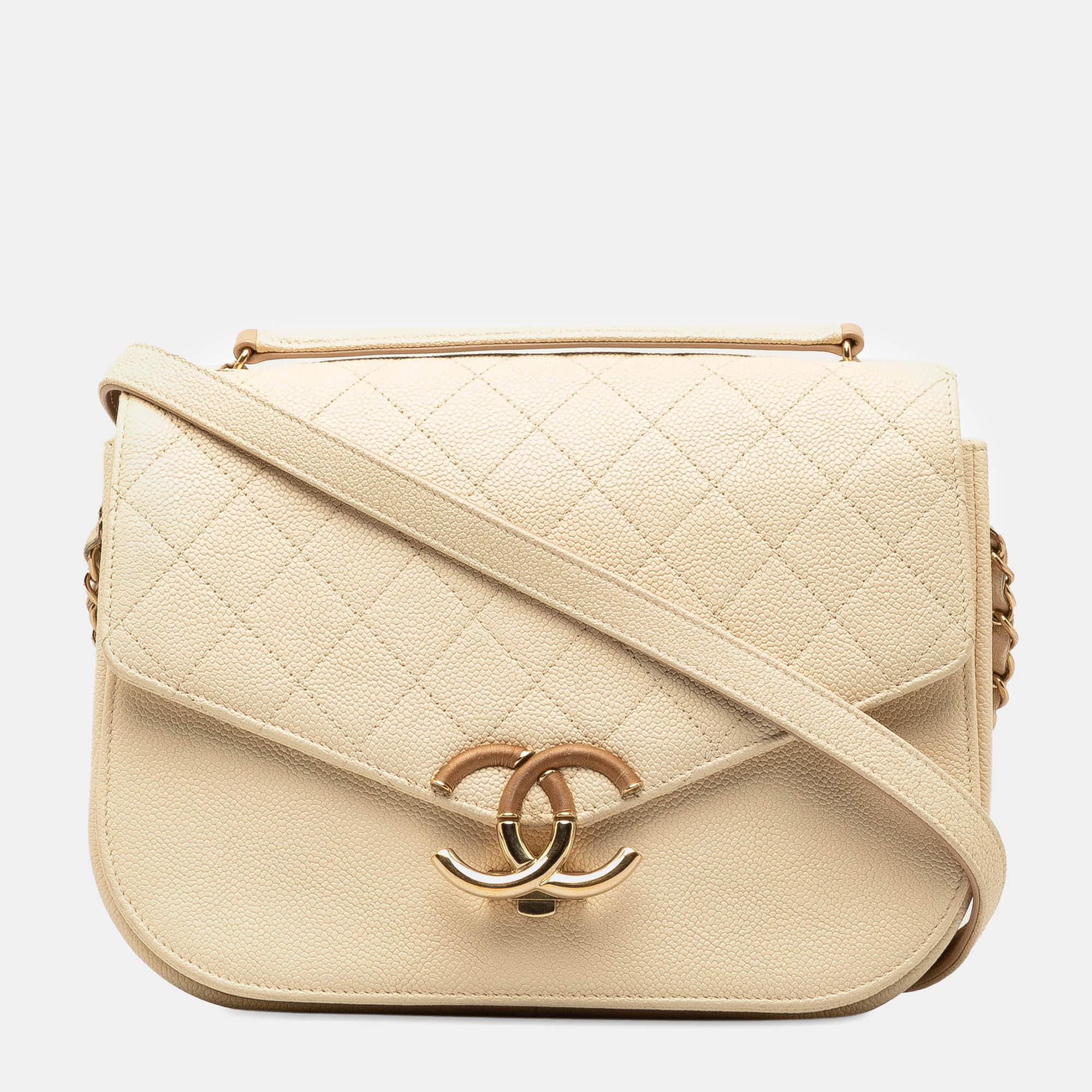 Pre-owned Chanel Brown Caviar Paris Cuba Thread Around Medium Flap Bag