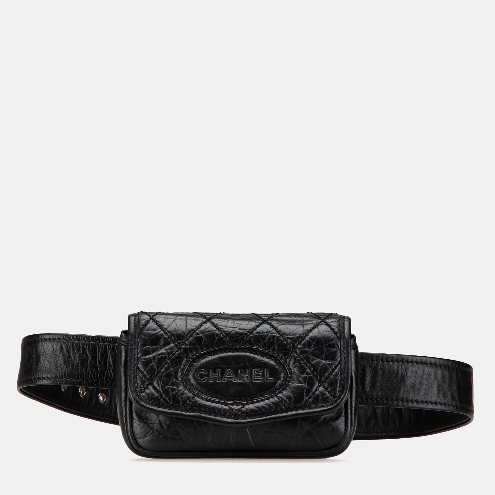 

Chanel Black CC Aged Calfskin Logo Flap Belt Bag