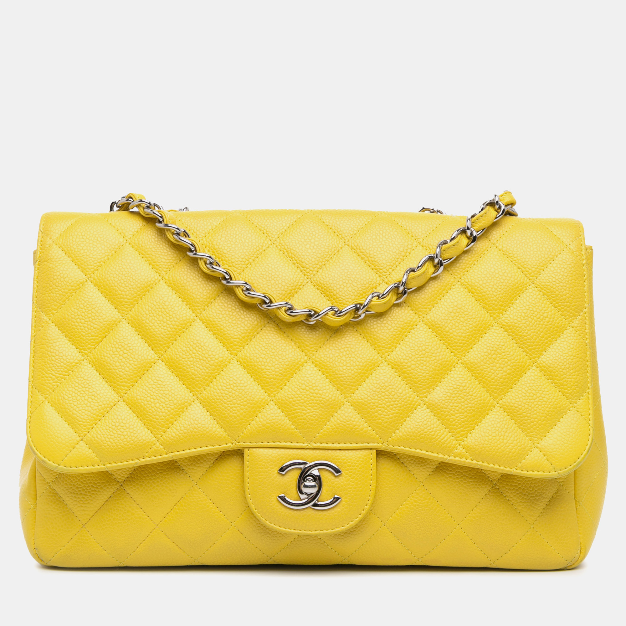 

Chanel Yellow Jumbo Classic Caviar Single Flap