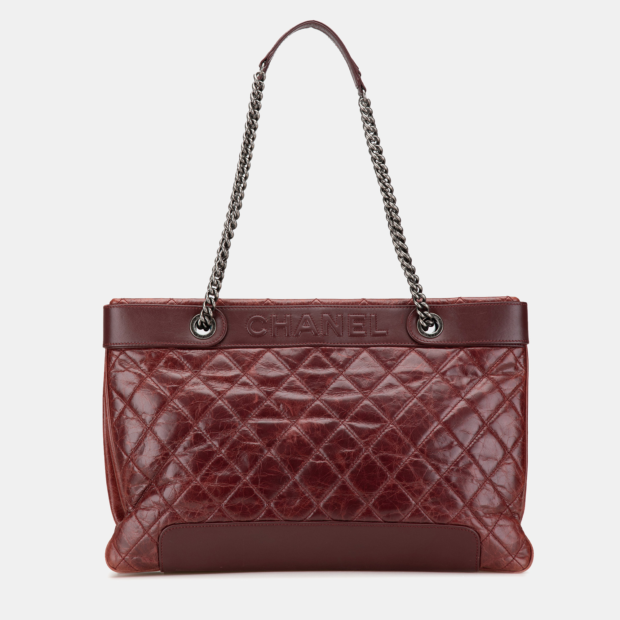 

Chanel Burgundy Quilted Aged Calfskin East West Tote