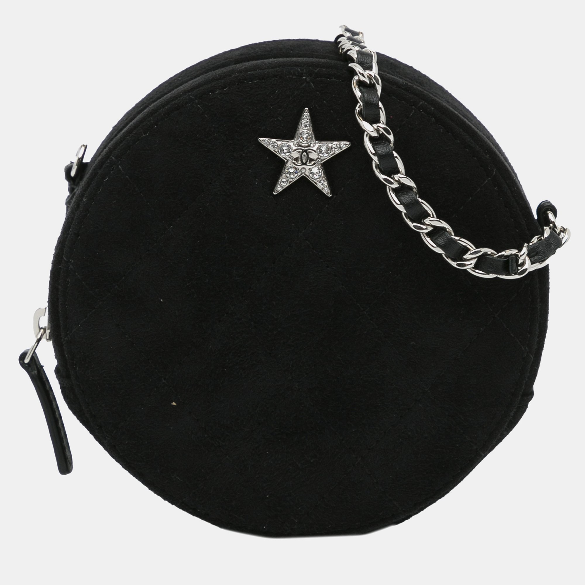 

Chanel Black Suede Cocostellar Round Clutch on Chain