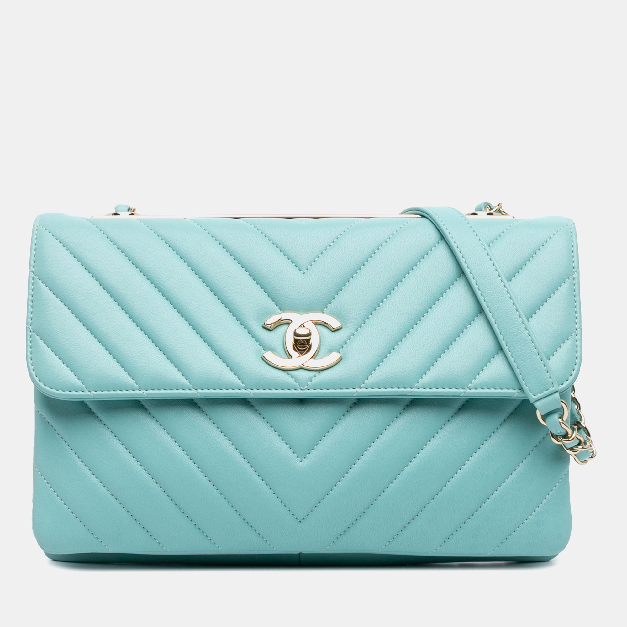 

Chanel Blue Chevron Lambskin Trendy CC Flap Bag