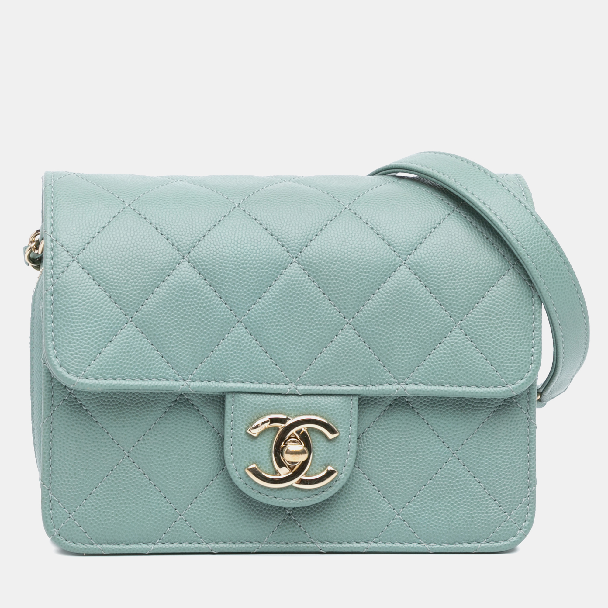 

Chanel Green Mini Caviar Like a Wallet Flap Bag