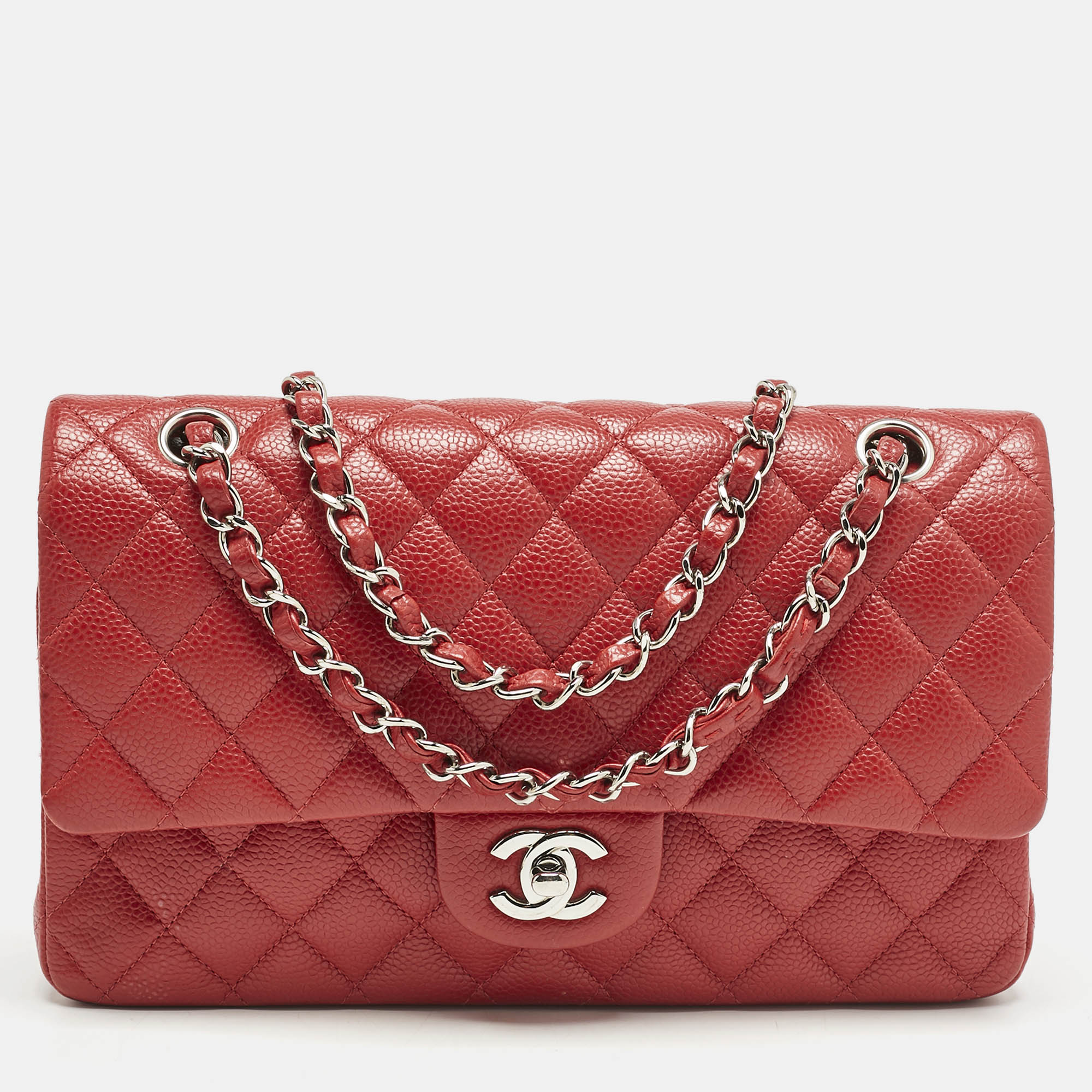 

Chanel Red Quilted Caviar Leather Medium Classic Double Flap Bag