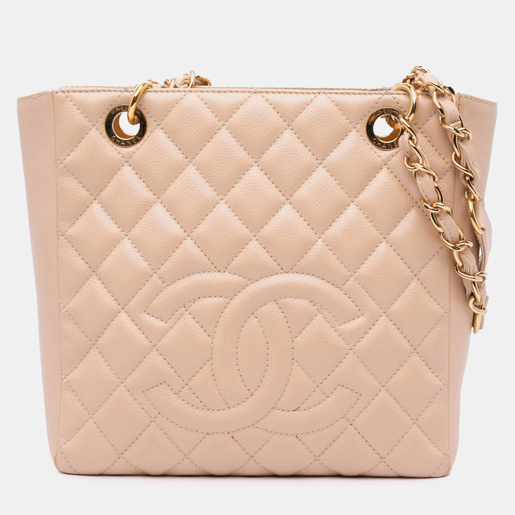 

Chanel Beige Caviar Petite Shopping Tote Bag