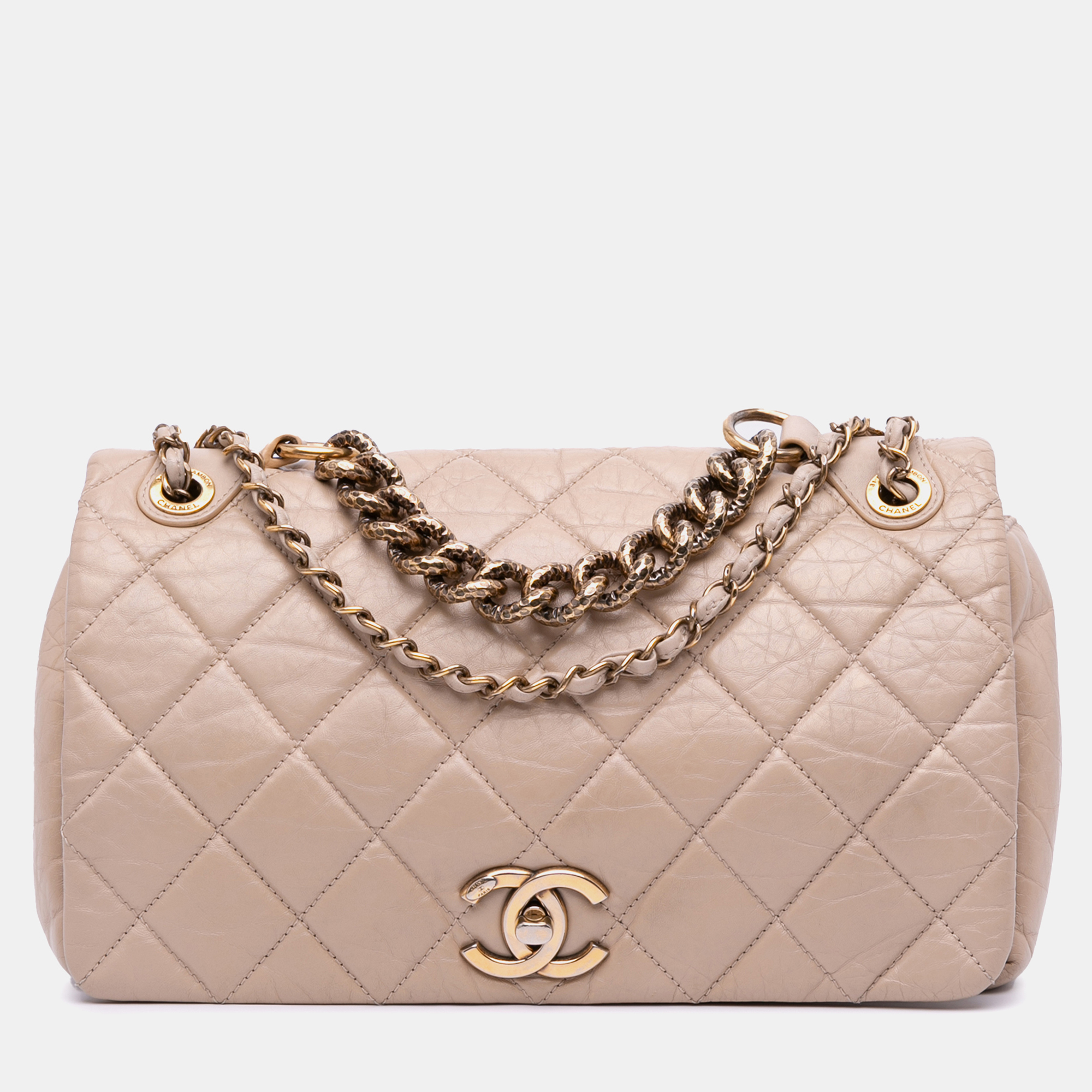 

Chanel Beige Medium Quilted Aged Calfskin Pondichery Flap Bag