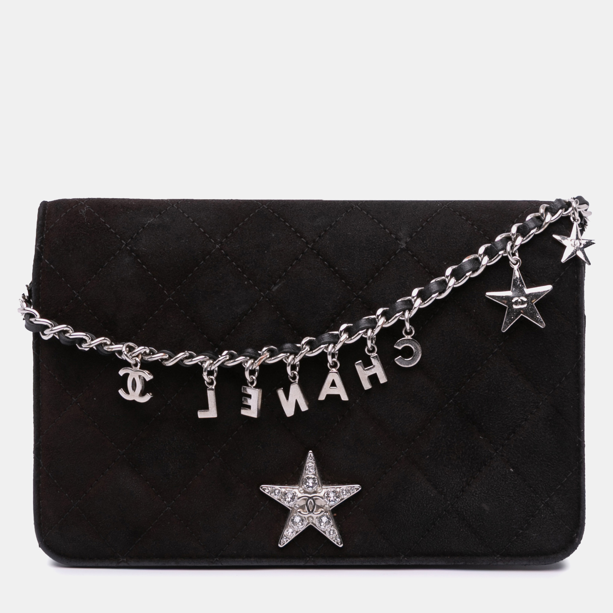

Chanel Black Quilted Suede Cocostellar Wallet on Chain