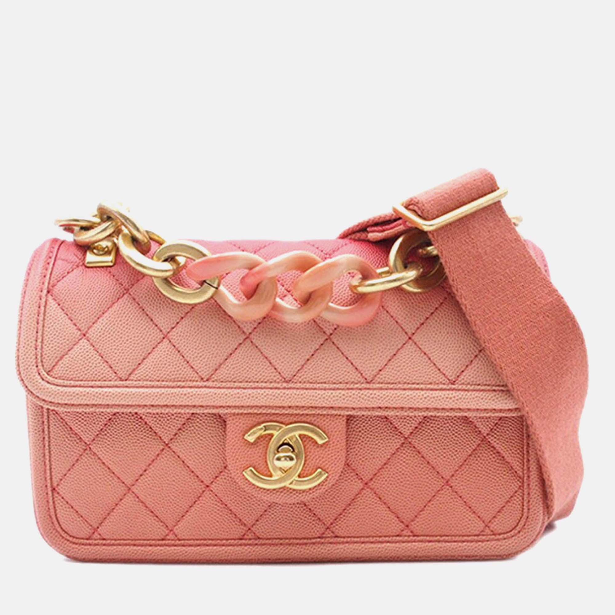 

Chanel Pink Small Quilted Caviar Sunset On The Sea Flap Bag