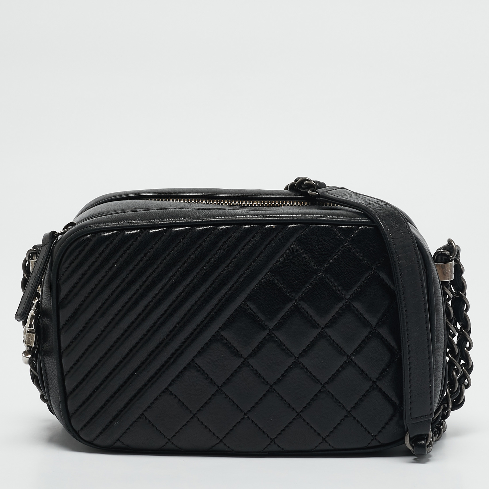 

Chanel Black Quilted Leather Small Coco Boy Camera Bag