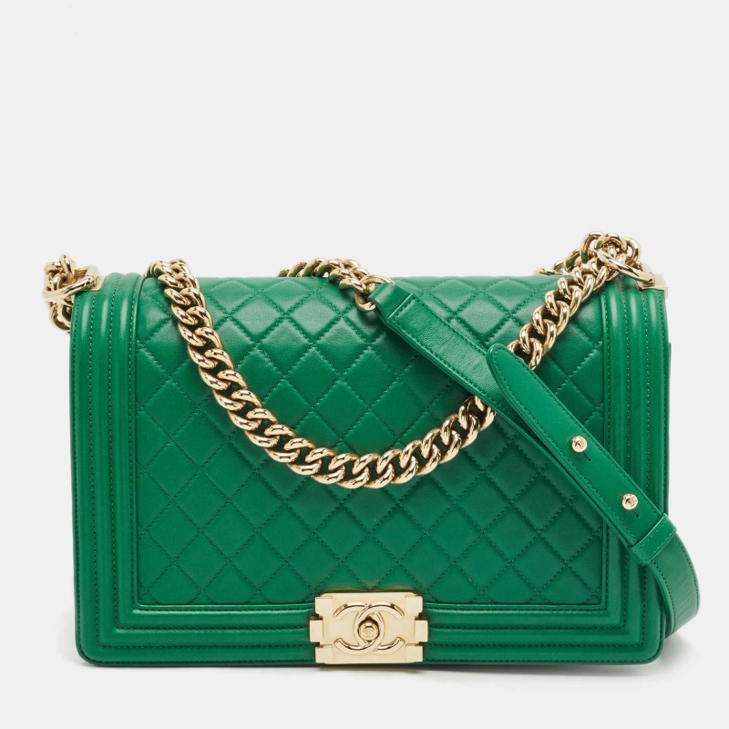 

Chanel Green Quilted Leather New  Boy Flap Bag