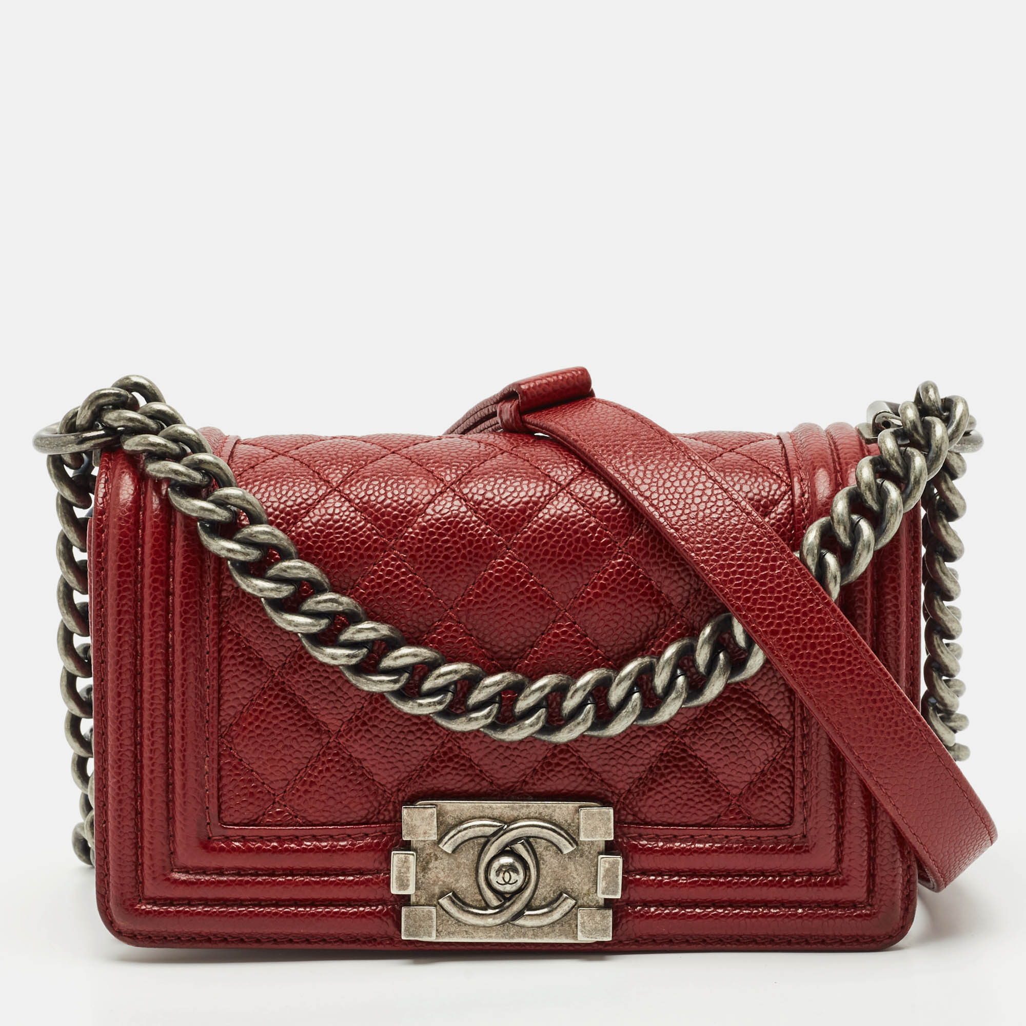 

Chanel Red Caviar Quilted Leather Small Boy Flap Bag