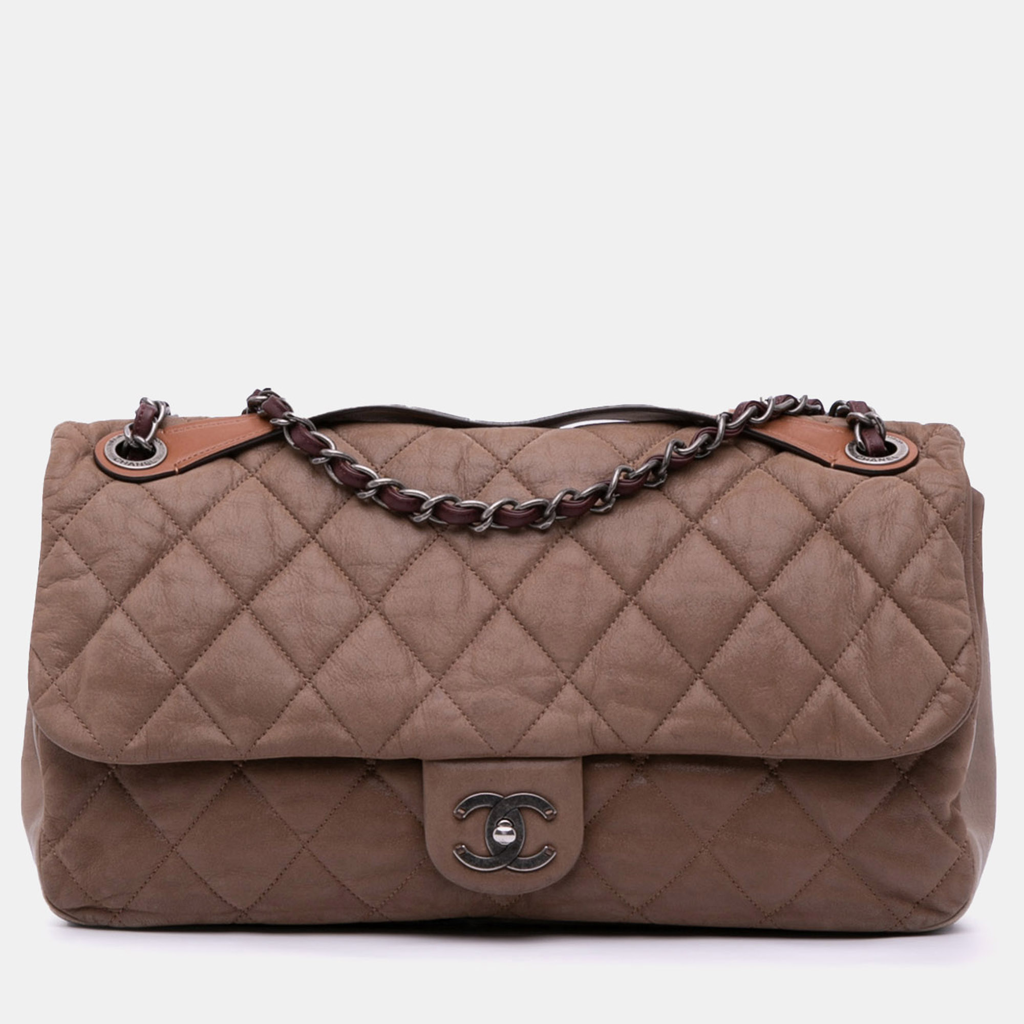 

Chanel Brown Jumbo Iridescent Calfskin In The Mix Flap