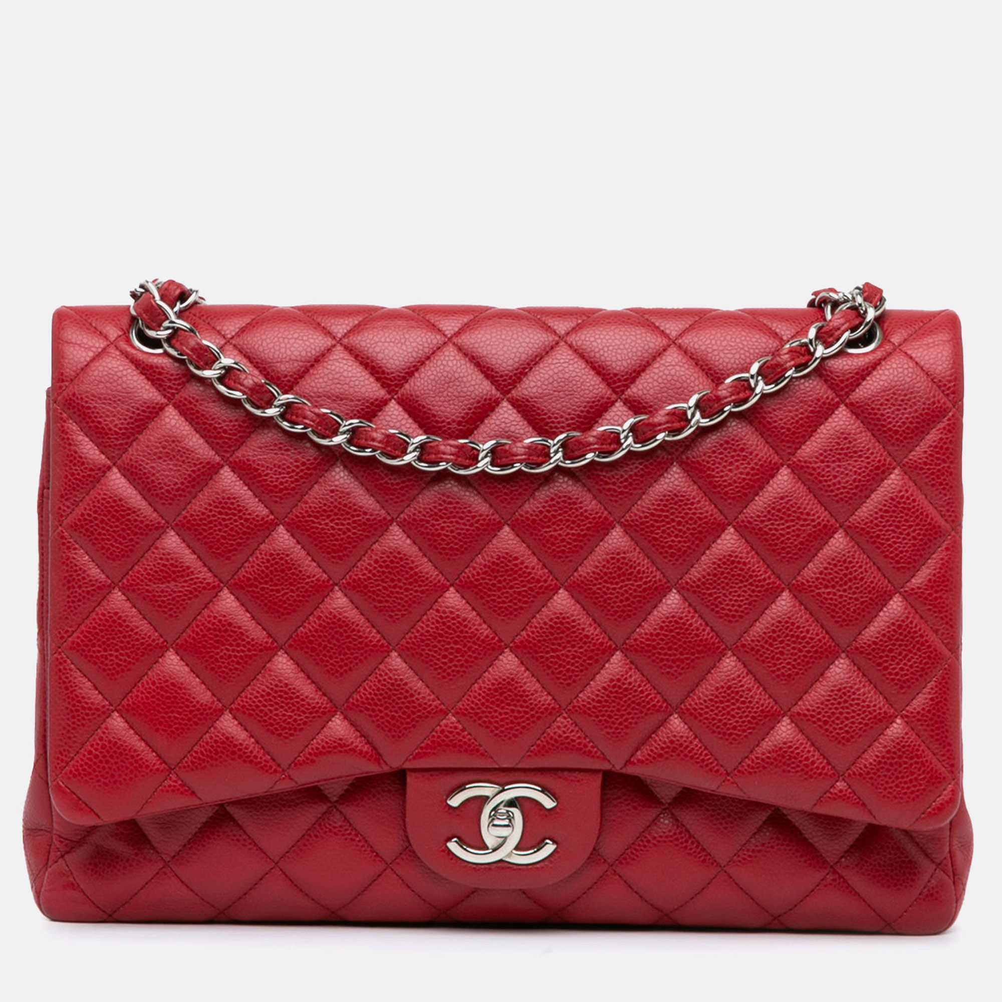 

Chanel Red Maxi Classic Caviar Double Flap