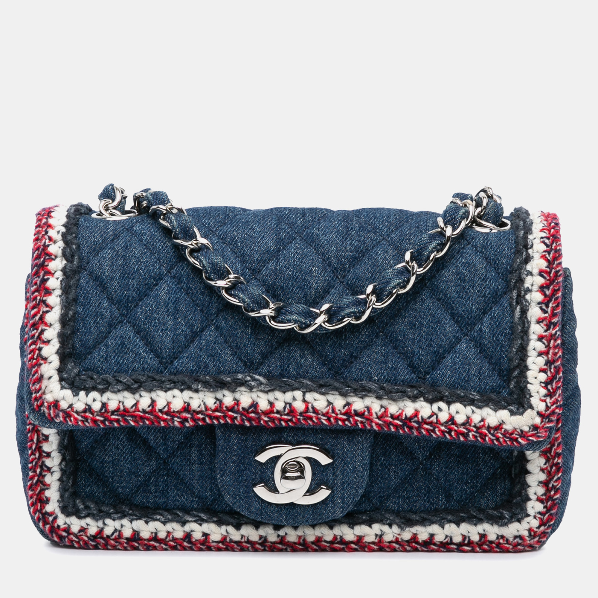 

Chanel Blue Mini Rectangular Classic Denim Tweed Framed Single Flap