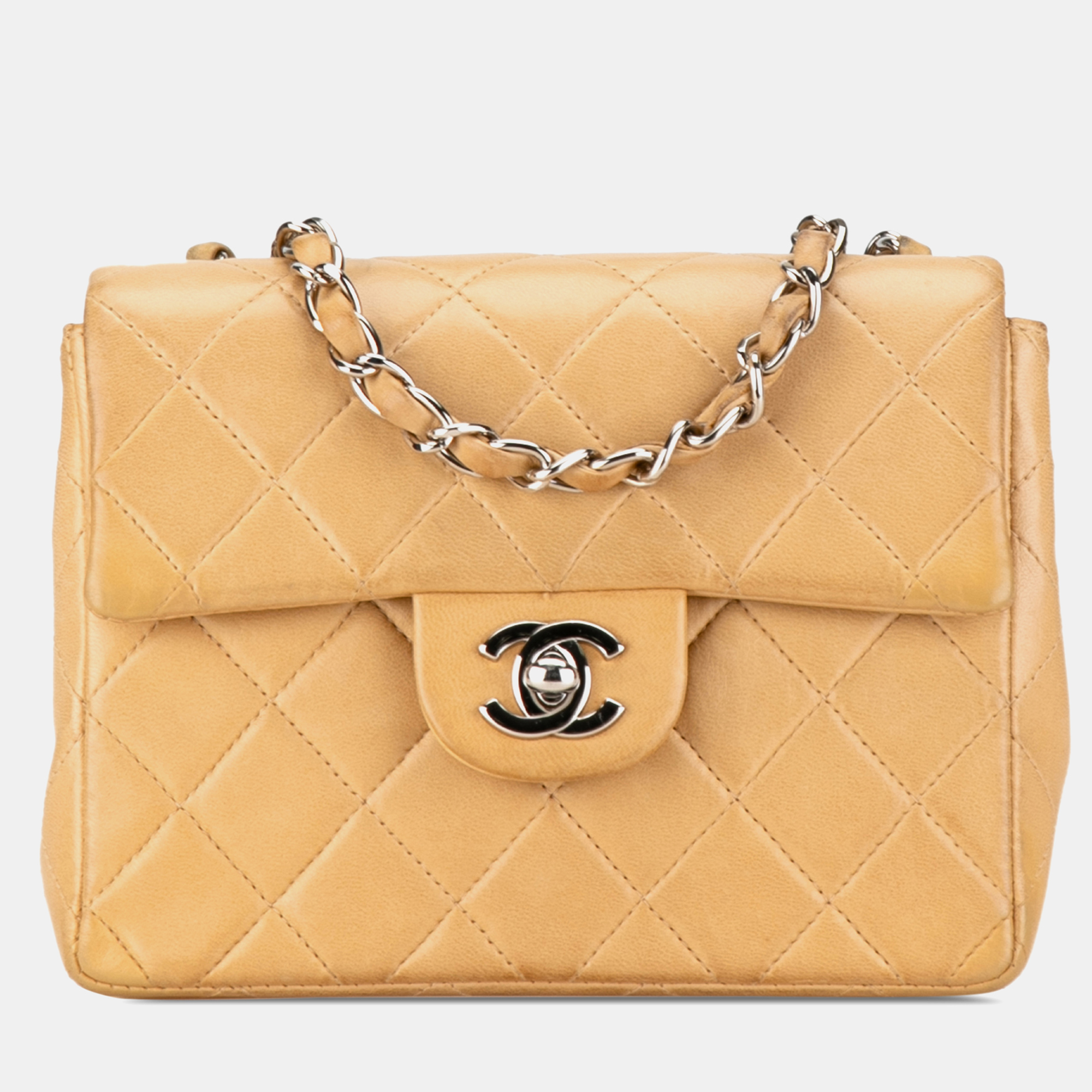

Chanel Brown Lambskin Square Classic Mini Single Flap Bag