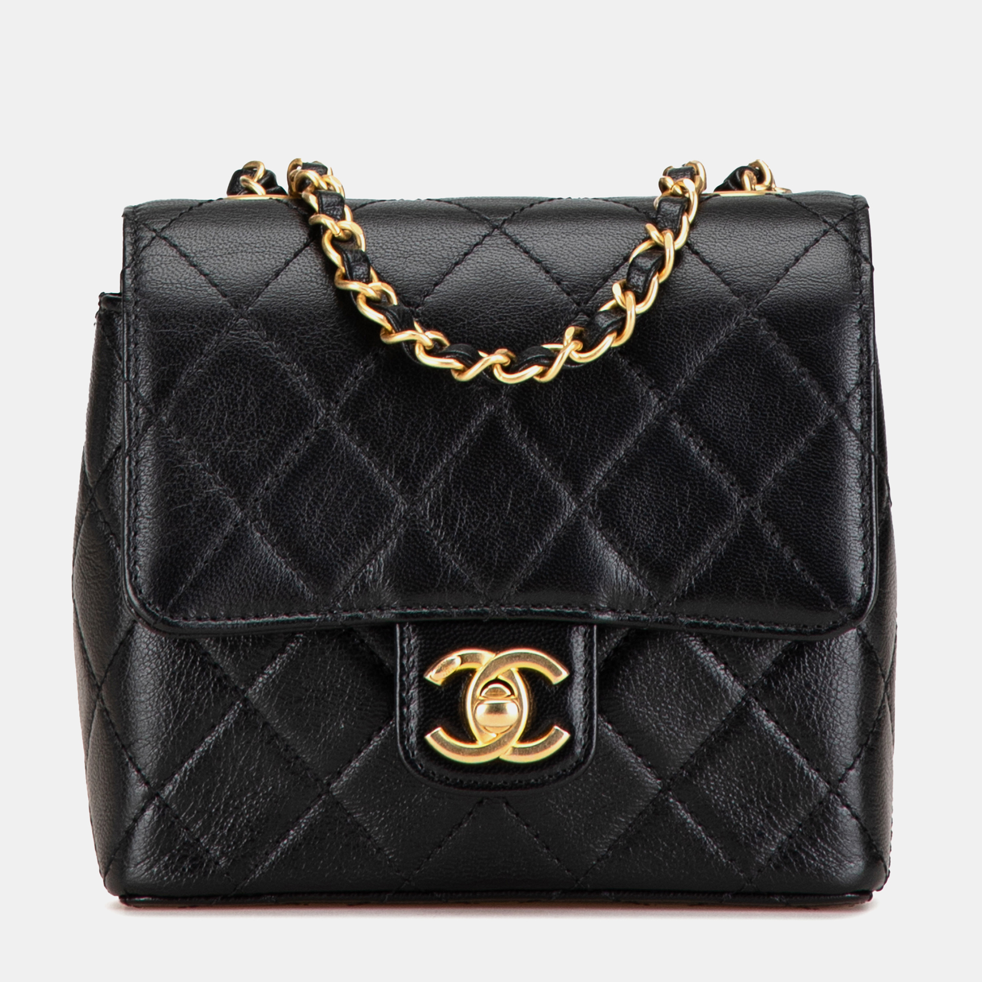 

Chanel Black Mini Square Classic Goatskin Retro Flap