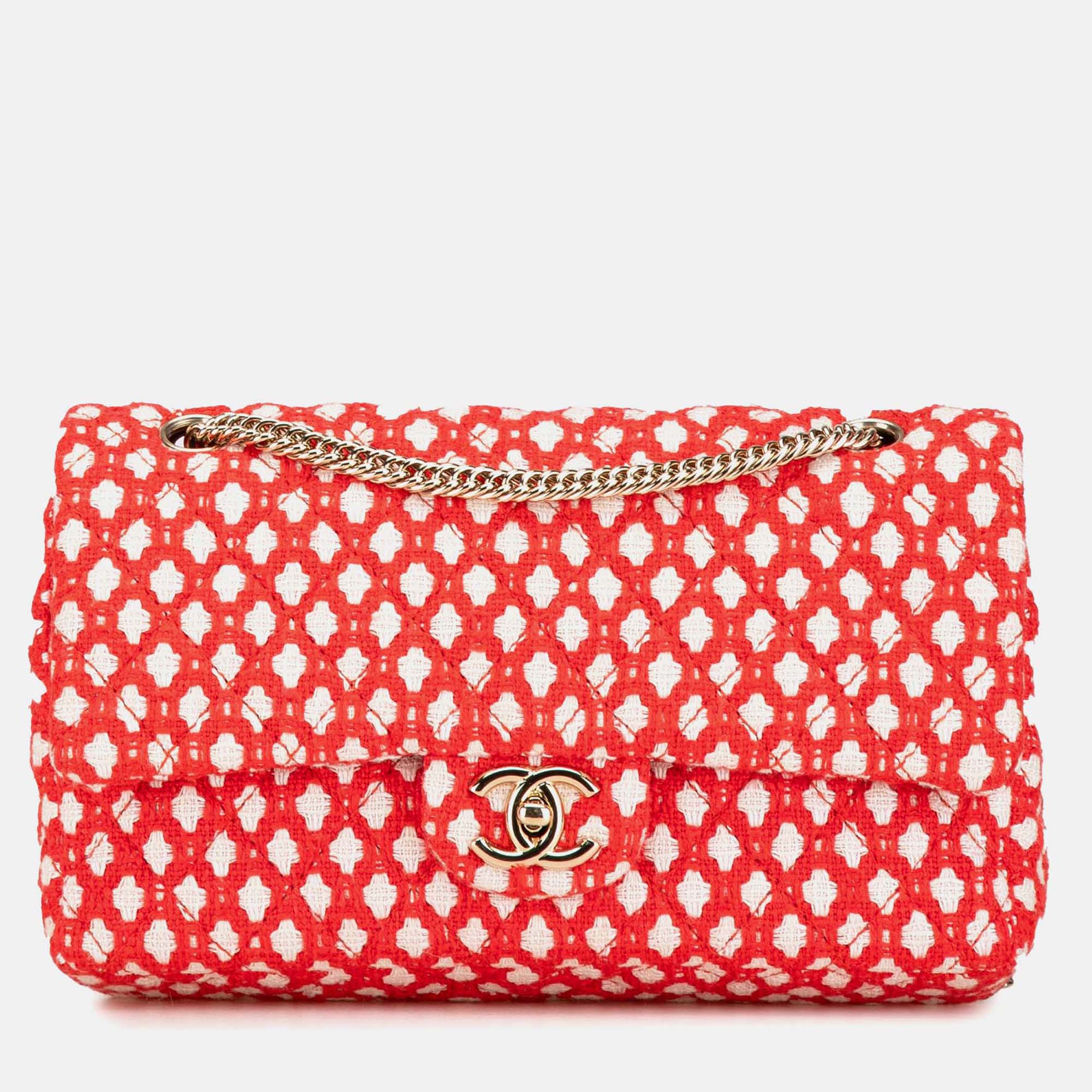 

Chanel Red Jumbo Tweed Double Flap