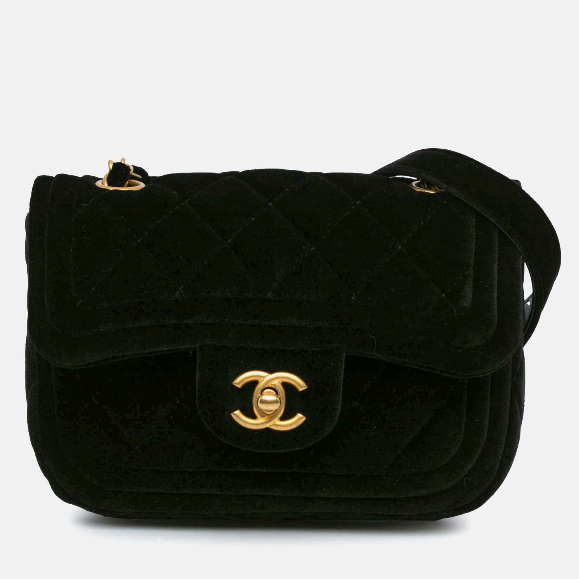 

Chanel Black Mini Quilted Velvet Double Frame Flap