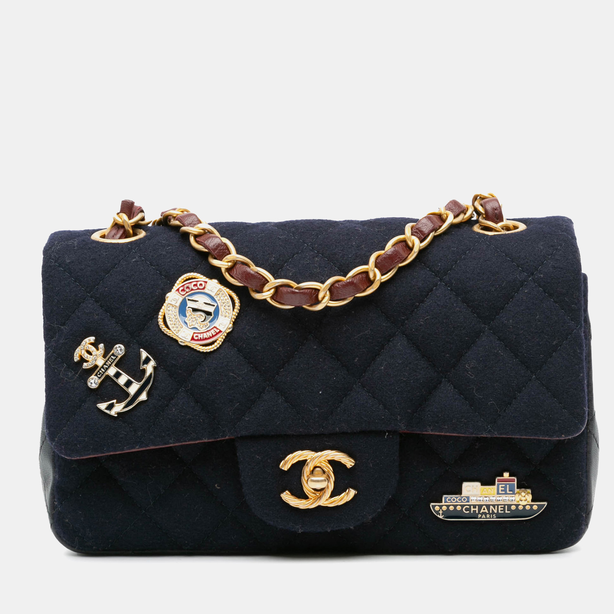

Chanel Black Mini Rectangular Classic Jersey Sailor Single Flap