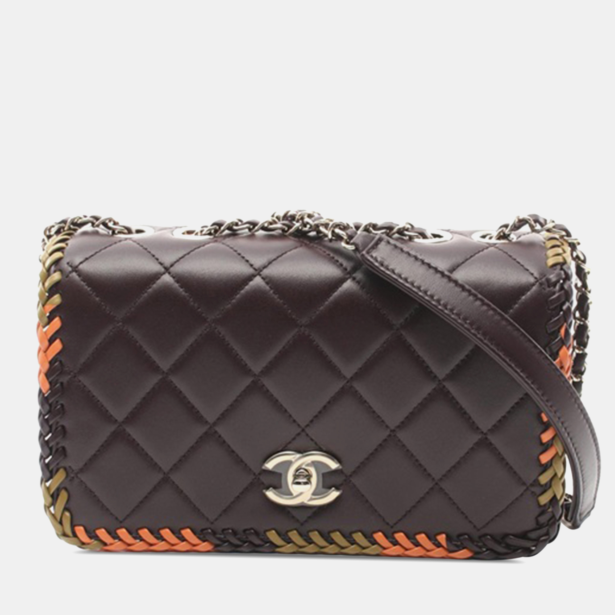 

Chanel Brown Medium Quilted Lambskin Whipstitch Flap