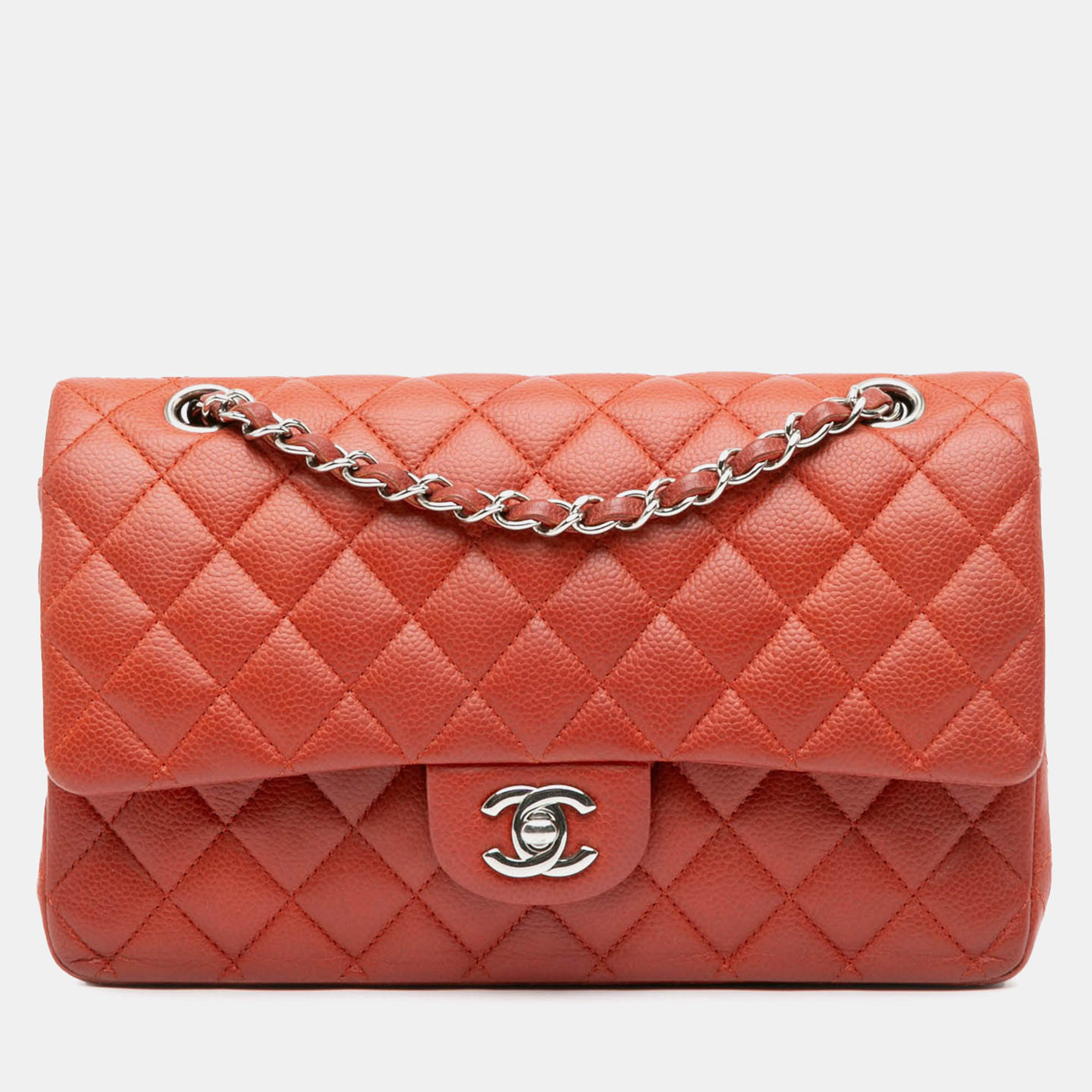 

Chanel Orange Medium Classic Caviar Double Flap