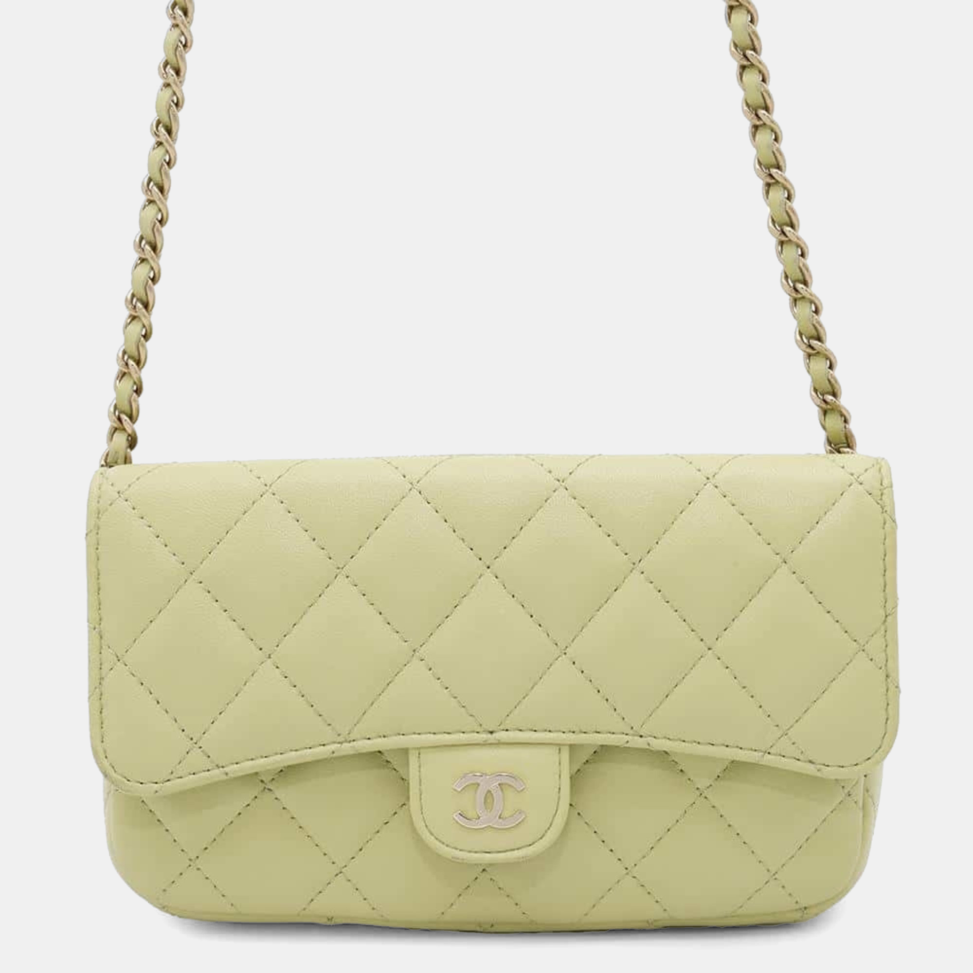 

Chanel Green Lambskin Flap Phone Case Chain Shoulder Bag