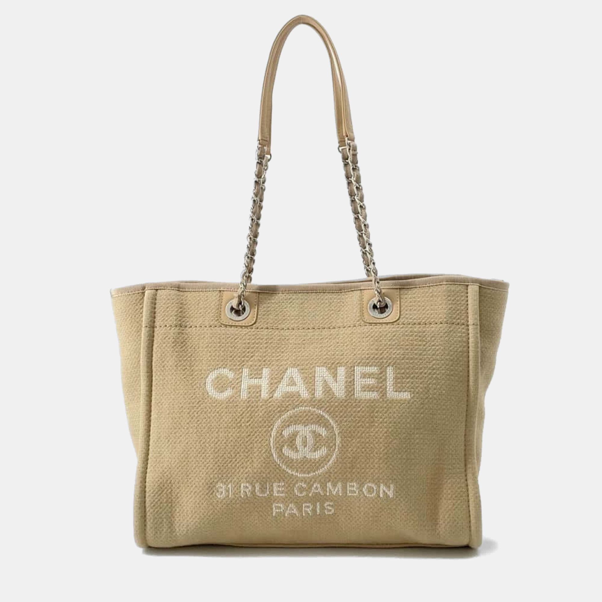 

Chanel Beige Canvas Deauville Tote Bag