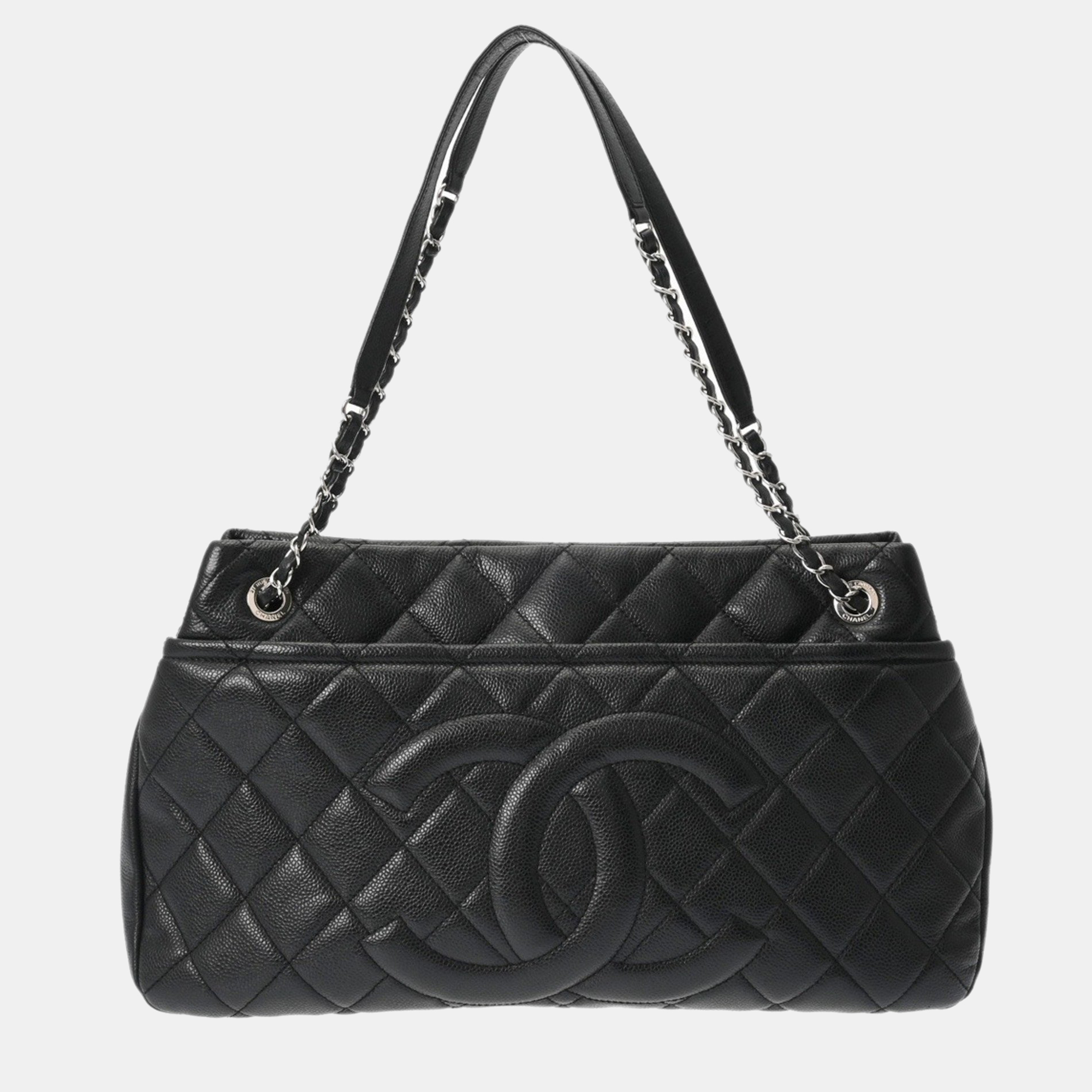 

Chanel Matelasse Chain Tote Black Caviar Skin Bag