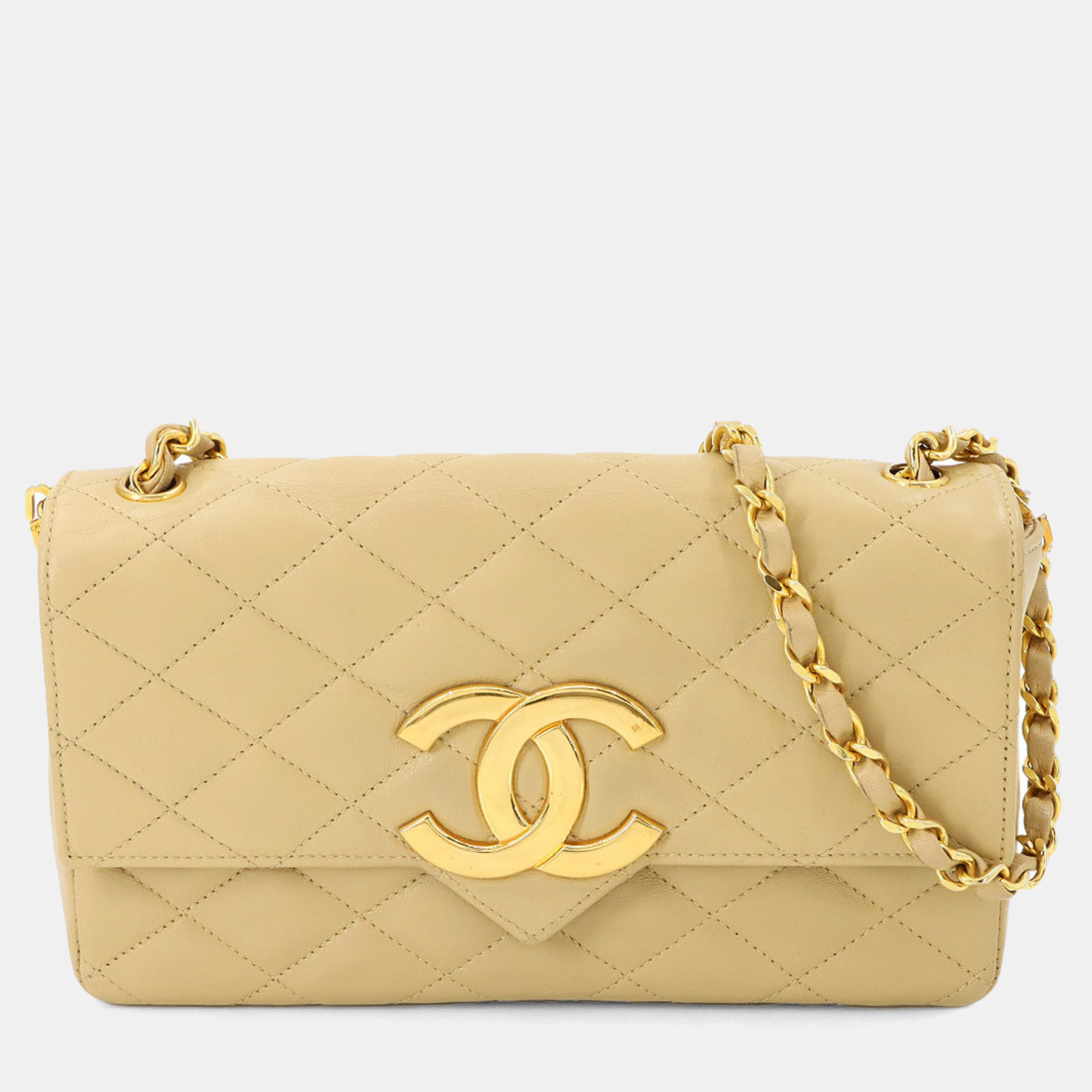 

Chanel Beige Leather Matelasse Decacoco Chain Shoulder Bag
