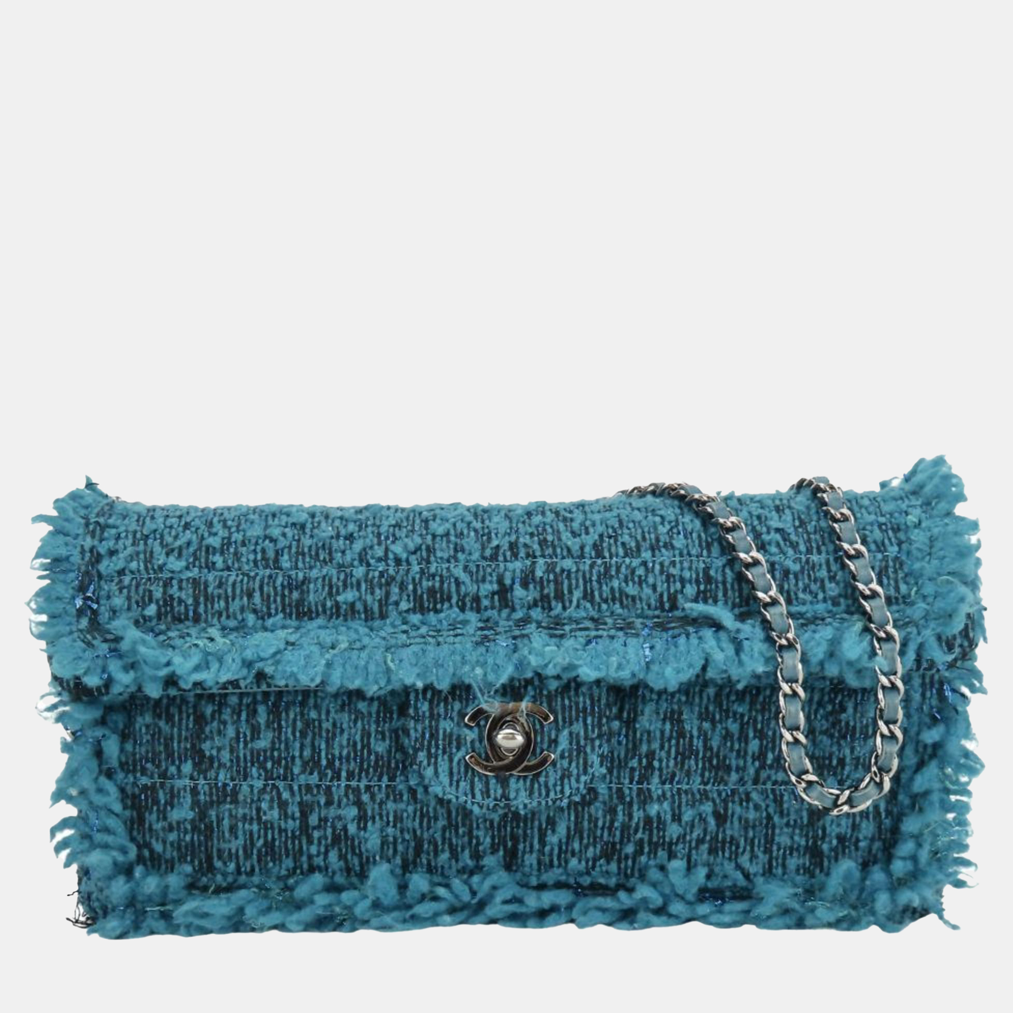 

Chanel Shoulder Bag Chain Tweed Blue Coco Mark