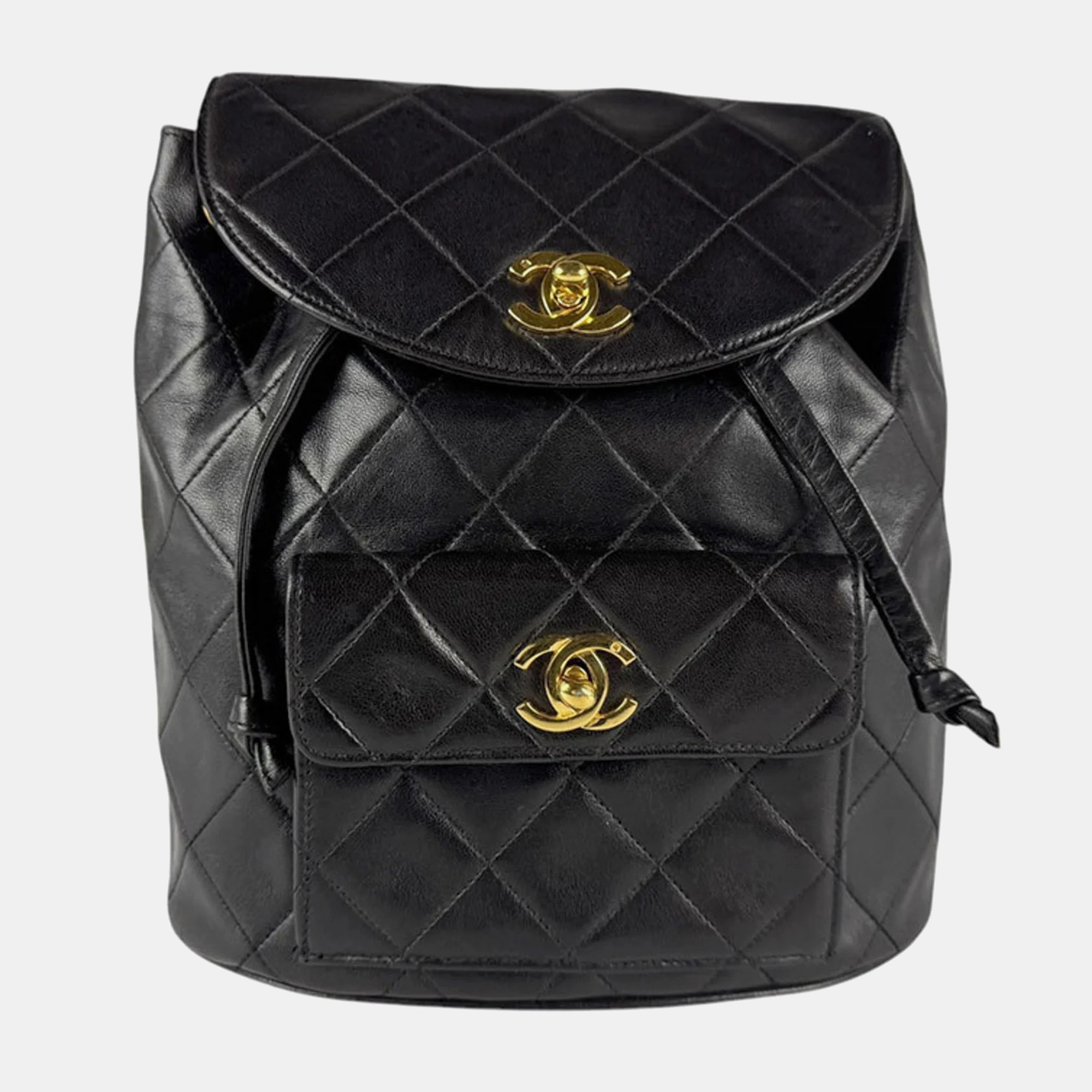 

Chanel Black Quilted CC Vintage Lambskin Backpack