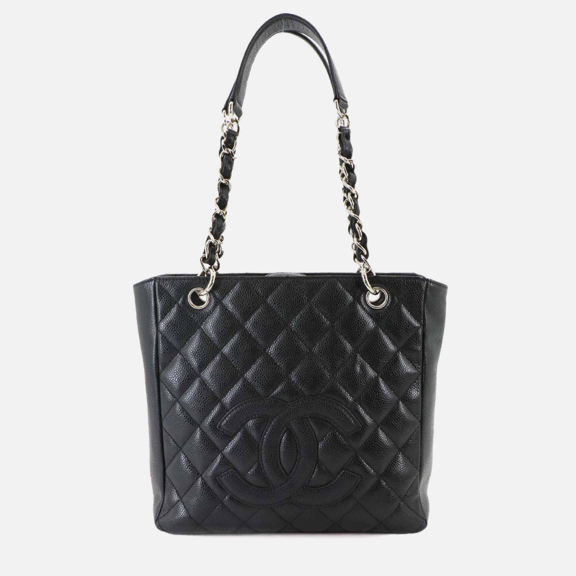 

Chanel Matelasse Pst Chain Tote Bag Caviar Skin Black