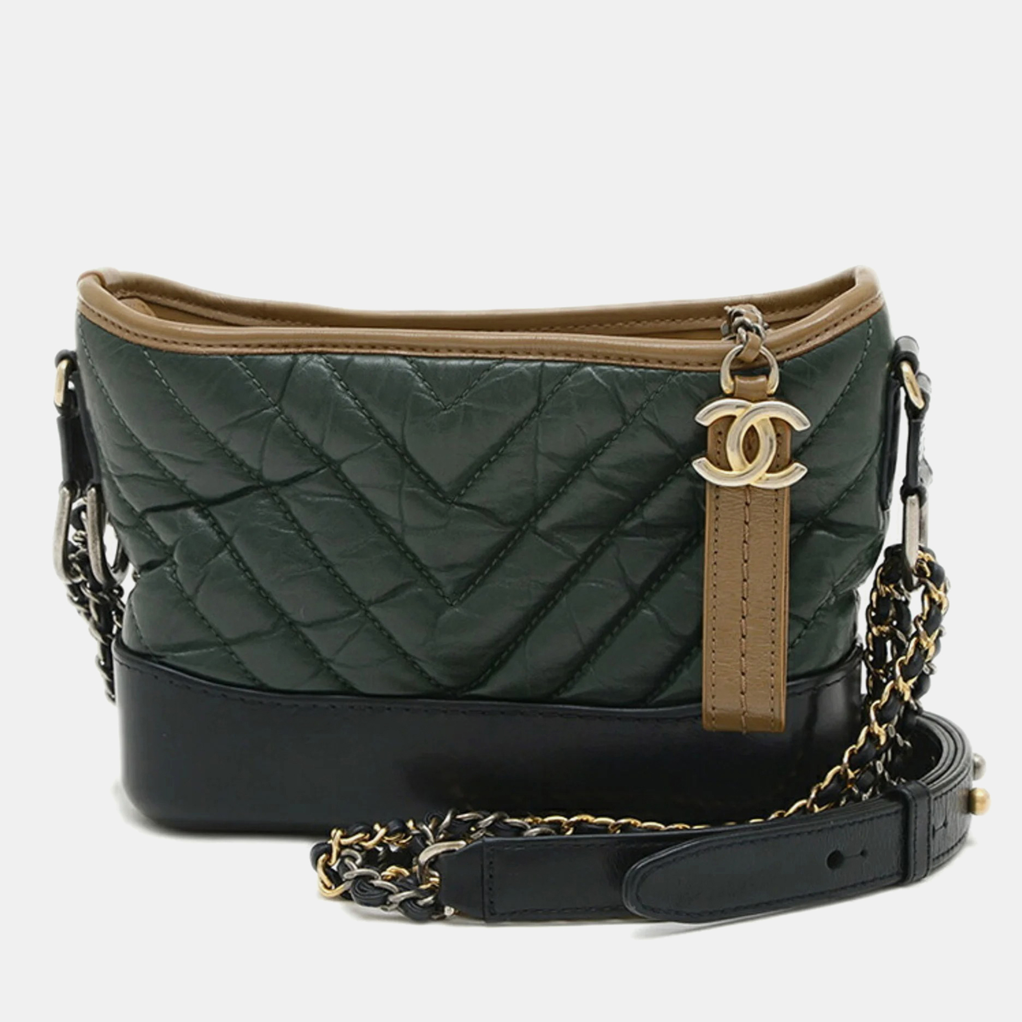 

Chanel Gabriel De Hobo Small Shoulder Bag Leather Green, Black