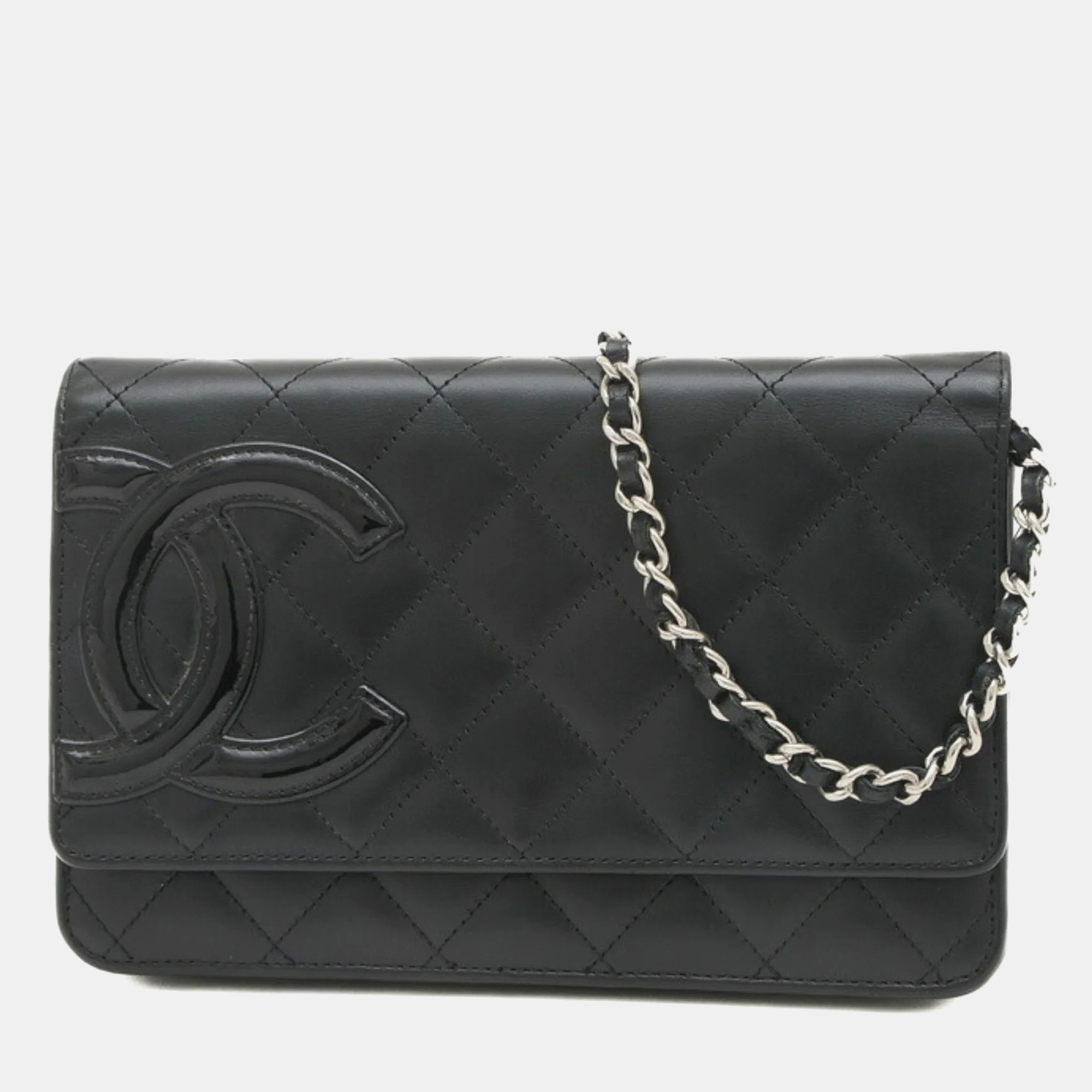 

Chanel Cambon Line Chain Wallet Coco Mark Calfskin Black