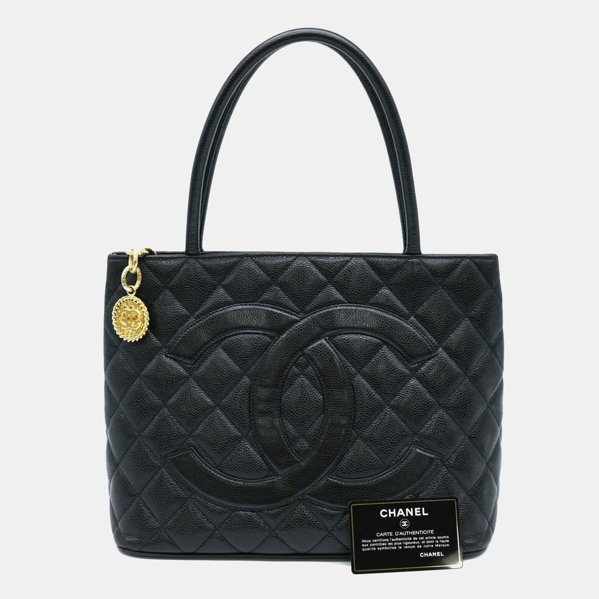 

Chanel Caviar Skin Reproduction Tote Bag Black Coco Mark