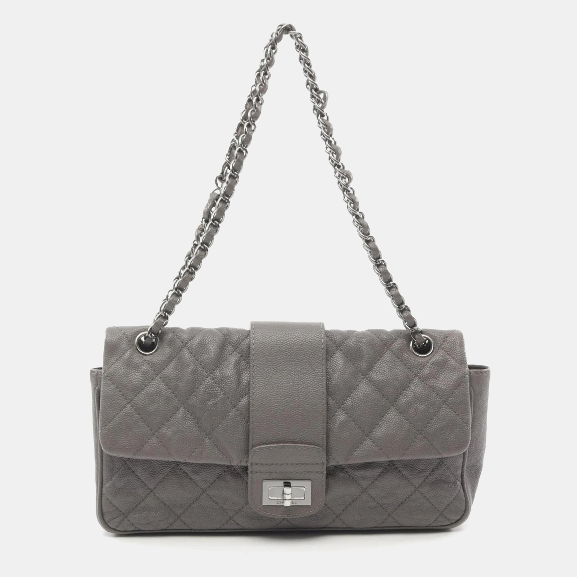 

Chanel 2.55 Matelasse Shoulder Bag Leather Grained Calfskin Grey