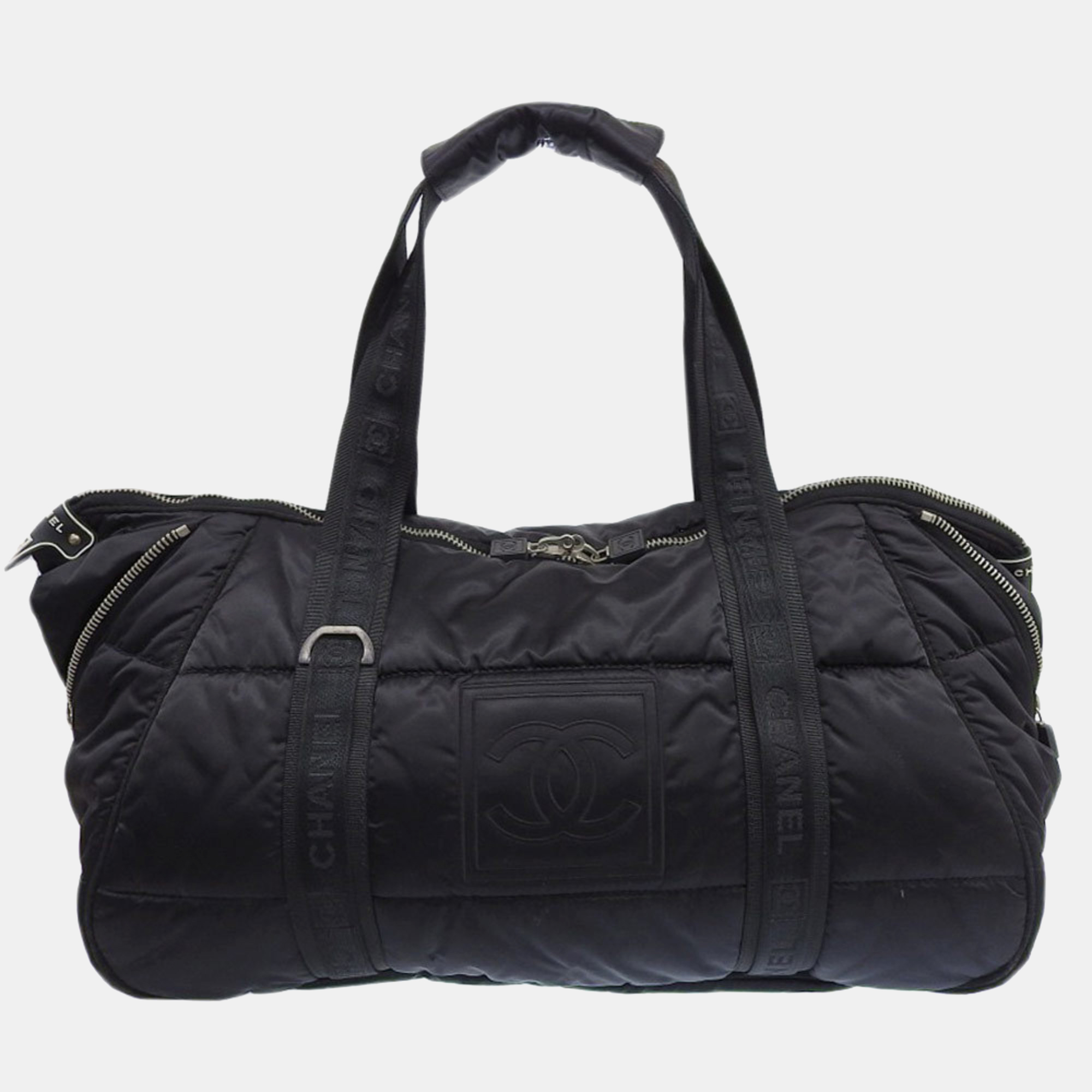 

Chanel Sports Line Seal Boutique Coco Mark Boston Bag Nylon, Black