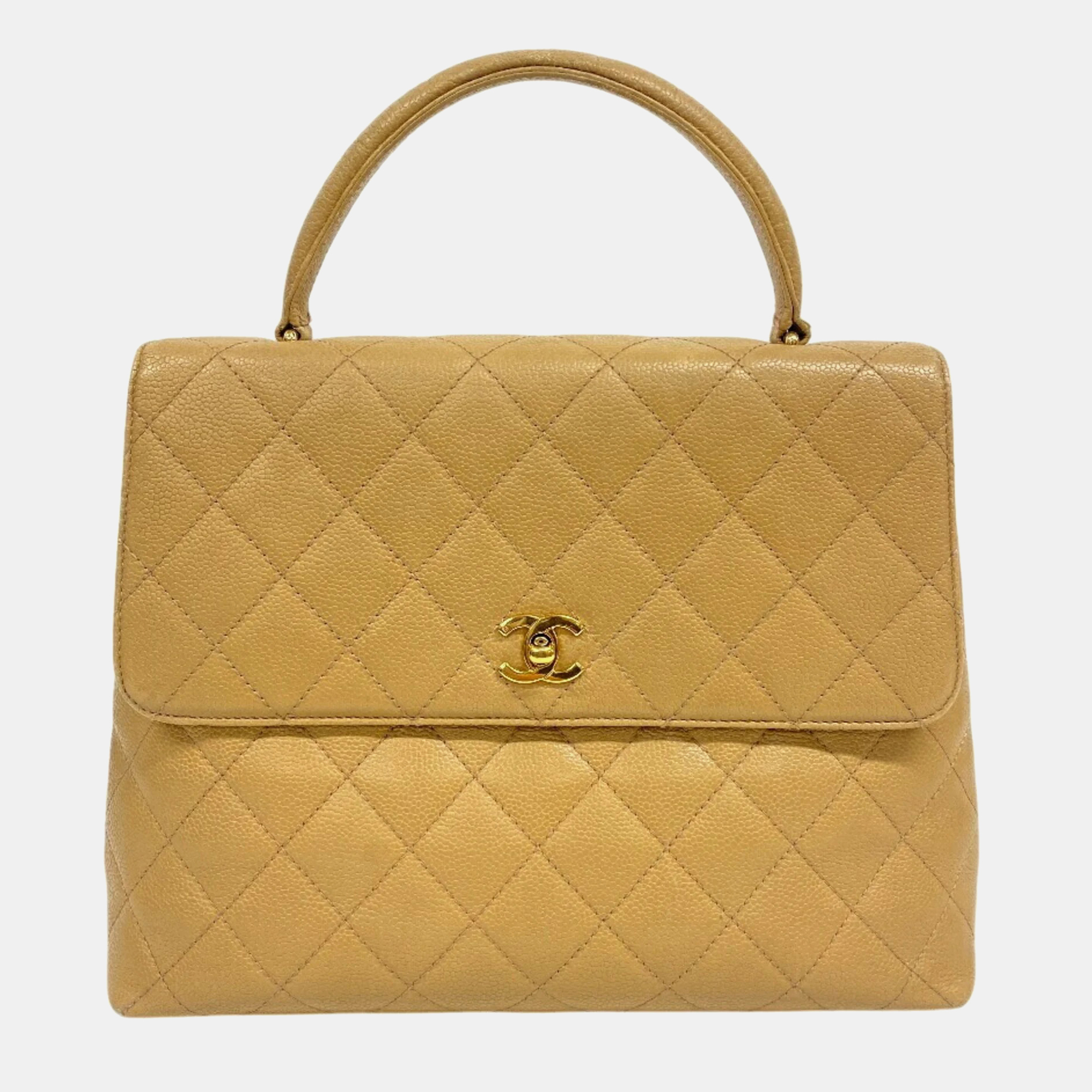 

Chanel Turnlock Matelasse Coco Mark Handbag High Beige
