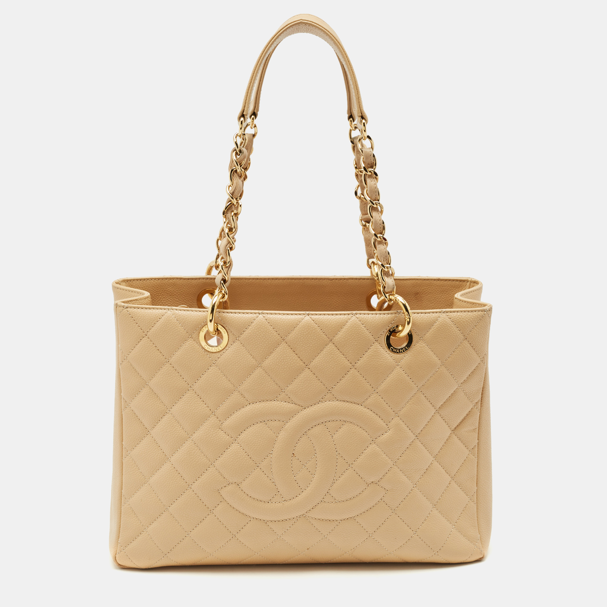 

Chanel Cream Quilted Caviar Leather Grand Shopper Tote