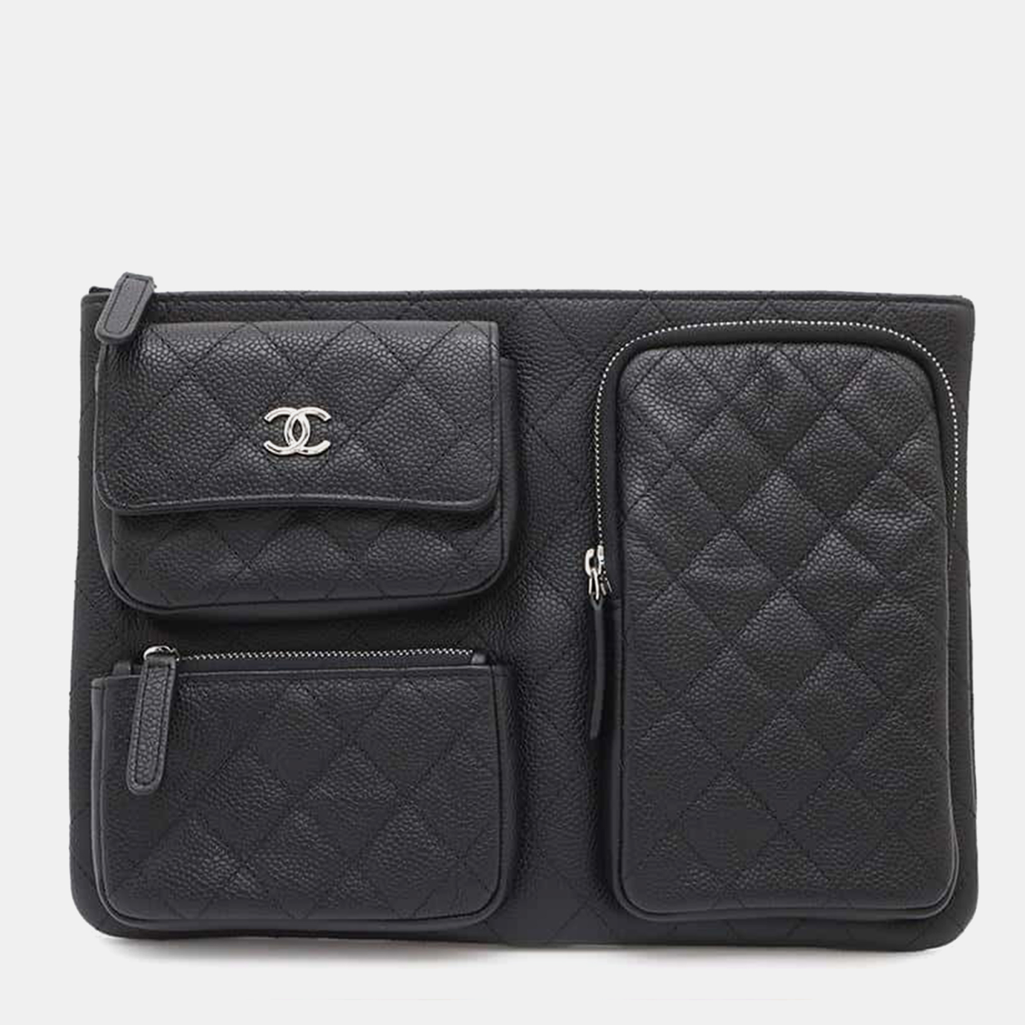 

Chanel Black Caviar Leather Multi-Pocket Business Bag